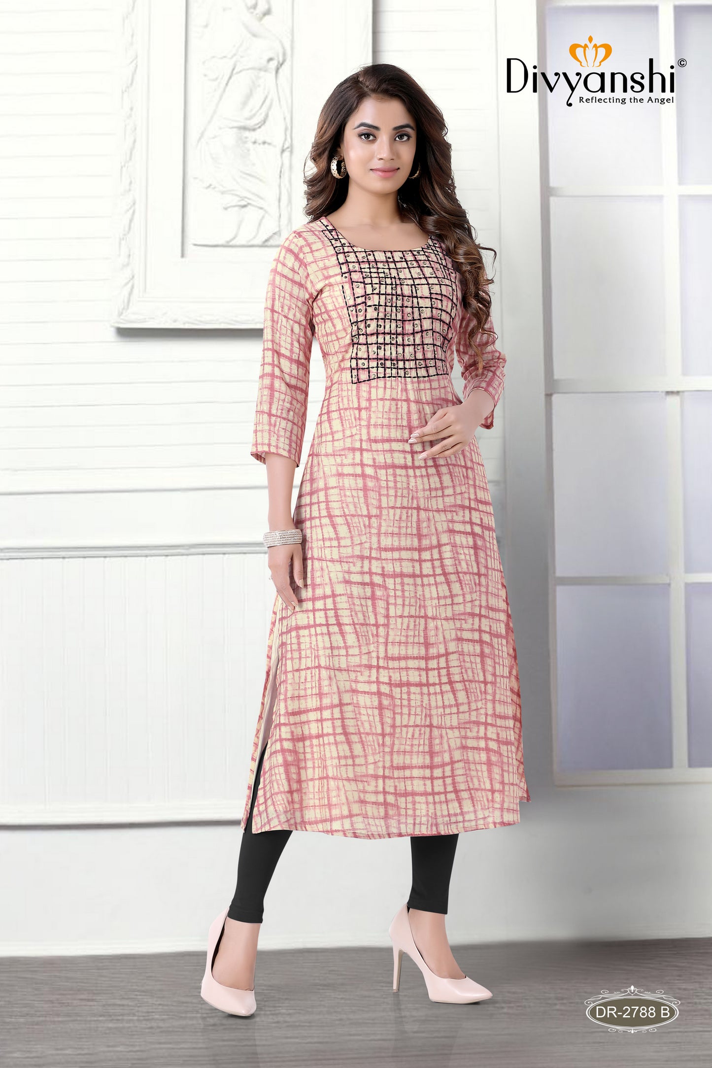 Straight Fit Designer Kurti (DR2788B)
