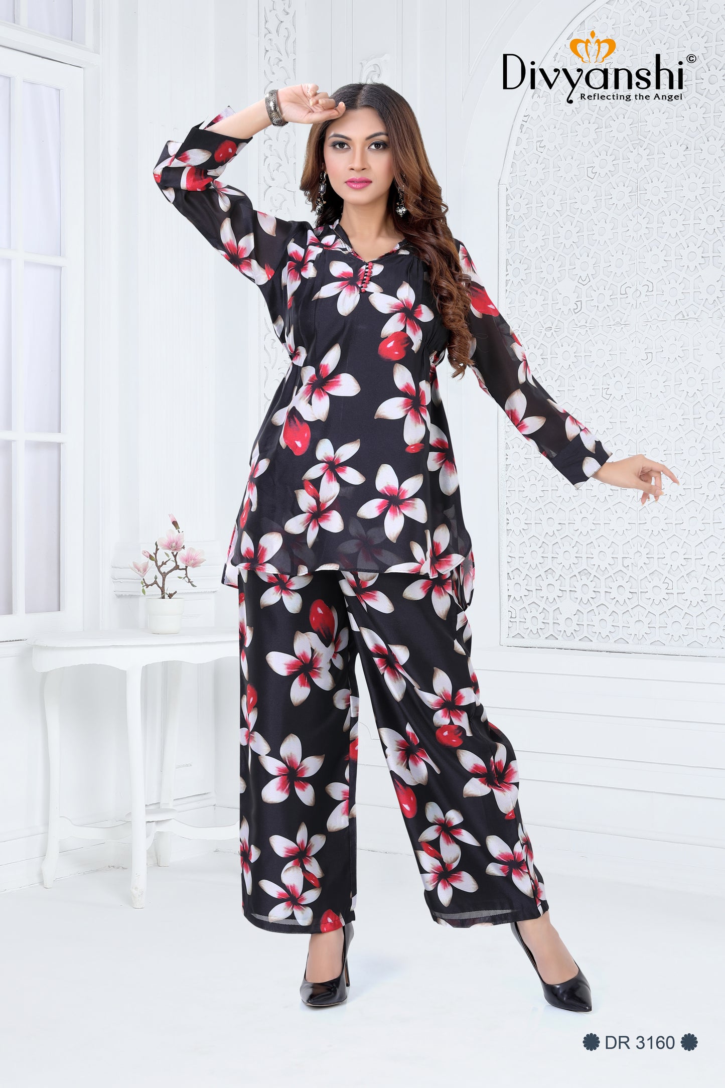 Organza Digital Print Co-ord Set (DR3160)