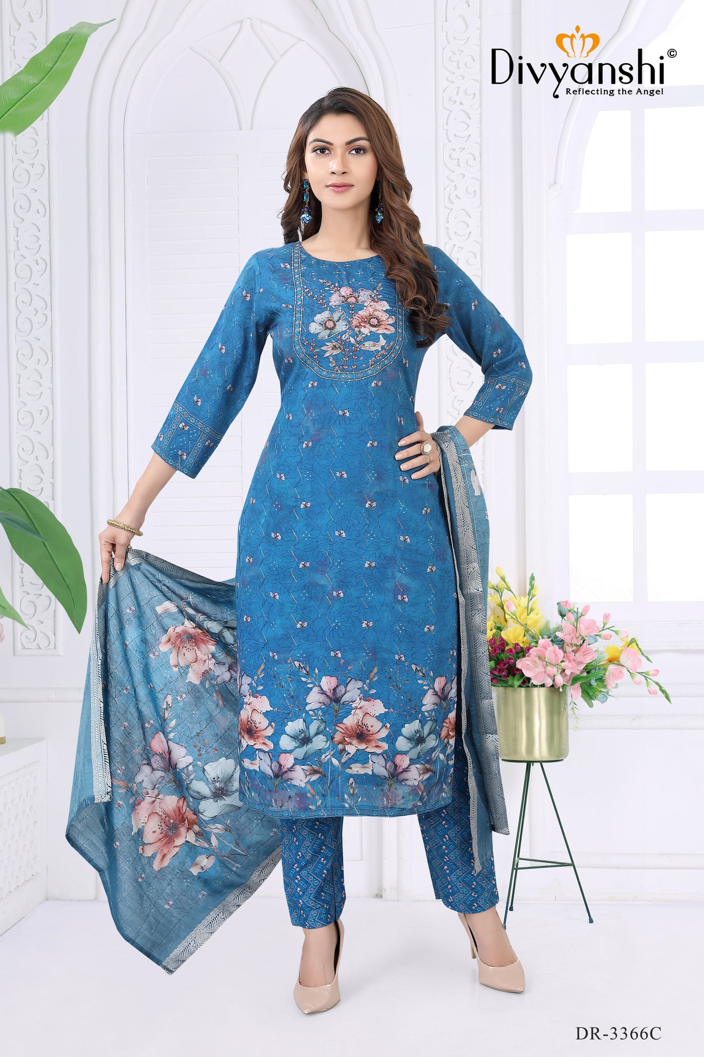 Designer 3 Pcs Set with crafted handwork to give rich look (DR3366C)
