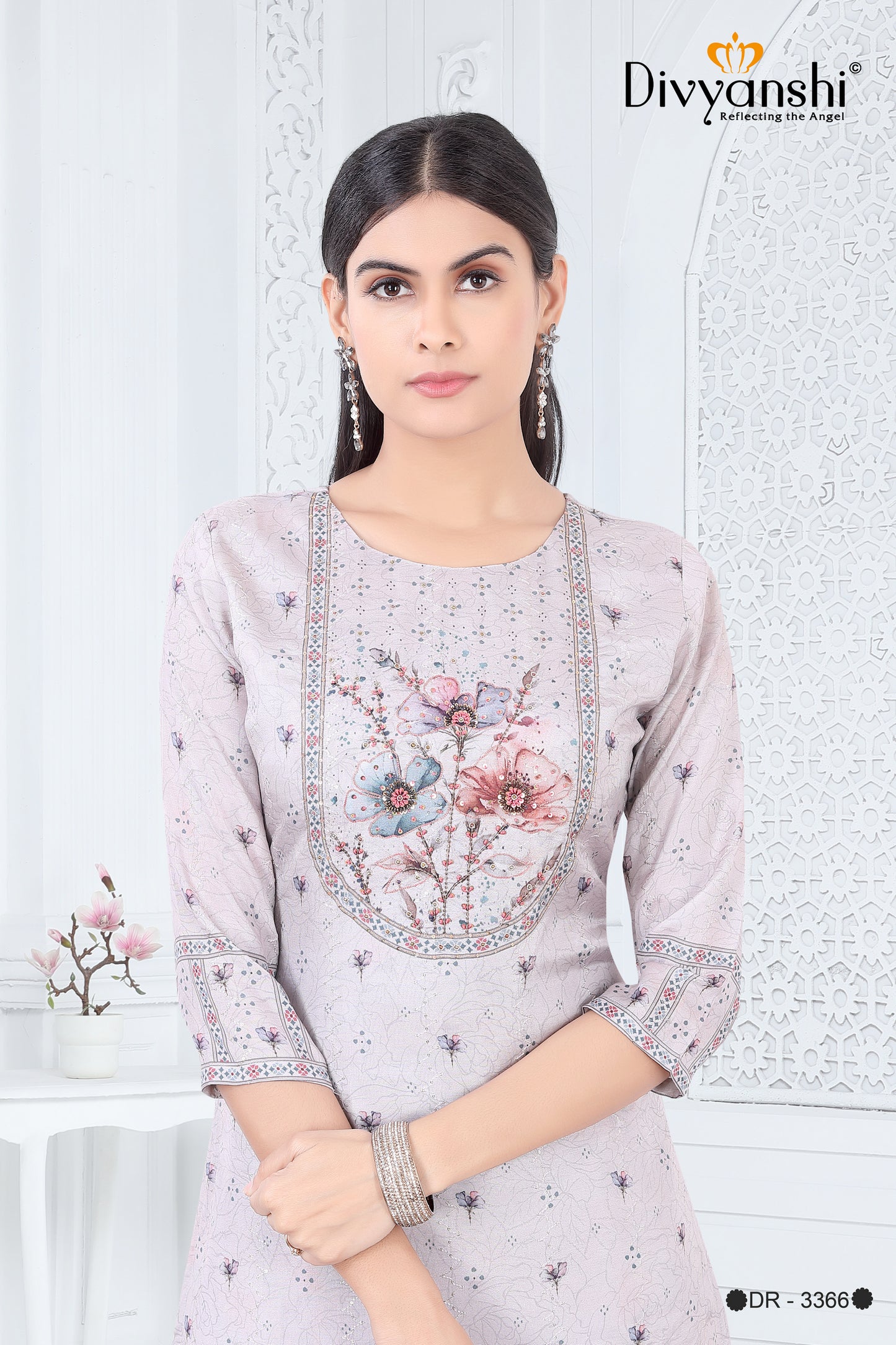 Straight Fit Designer Kurti with matching pant and dupatta (DR3366)