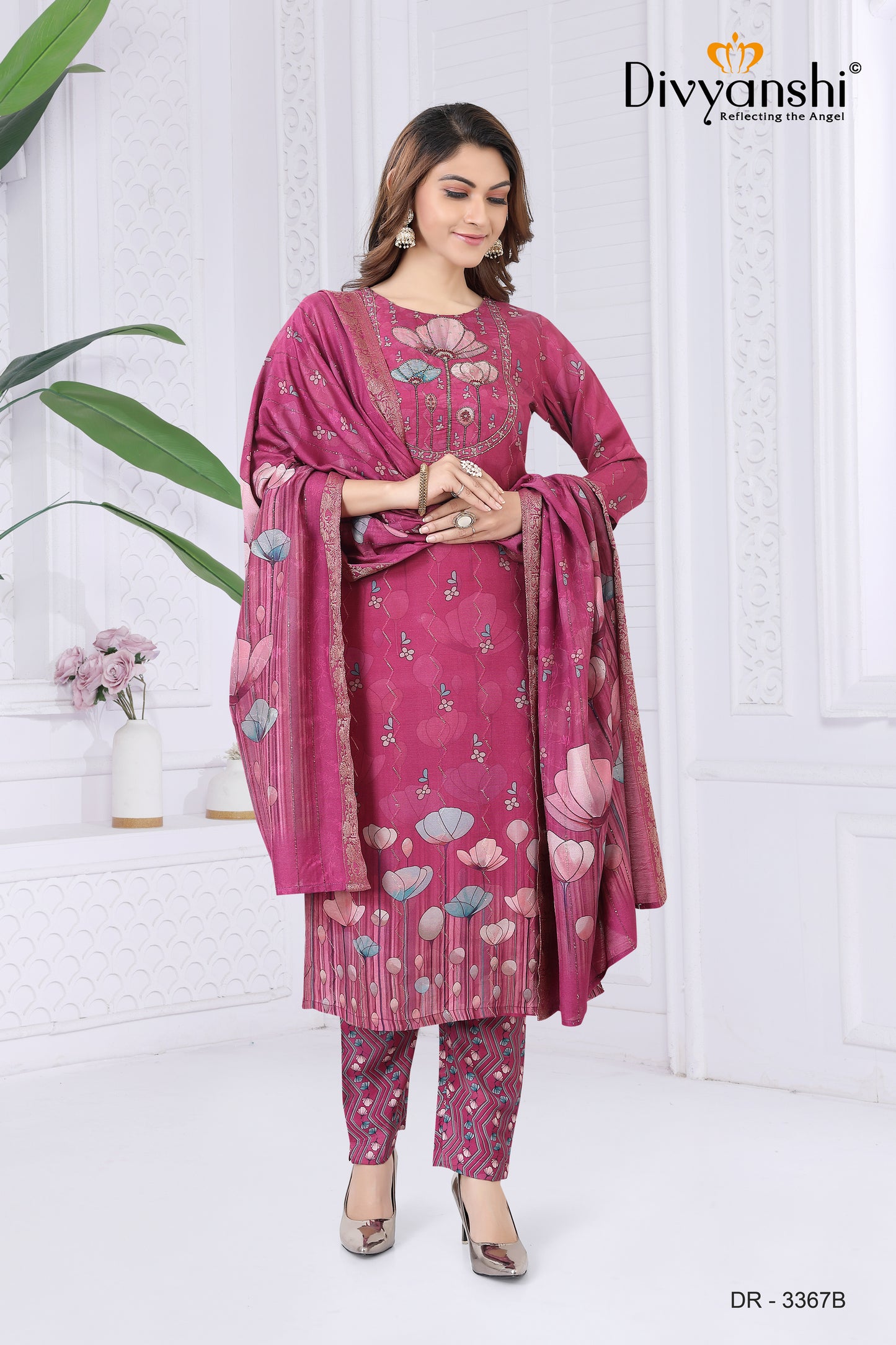 Designer 3 Pcs Set with dupatta (DR3367B)