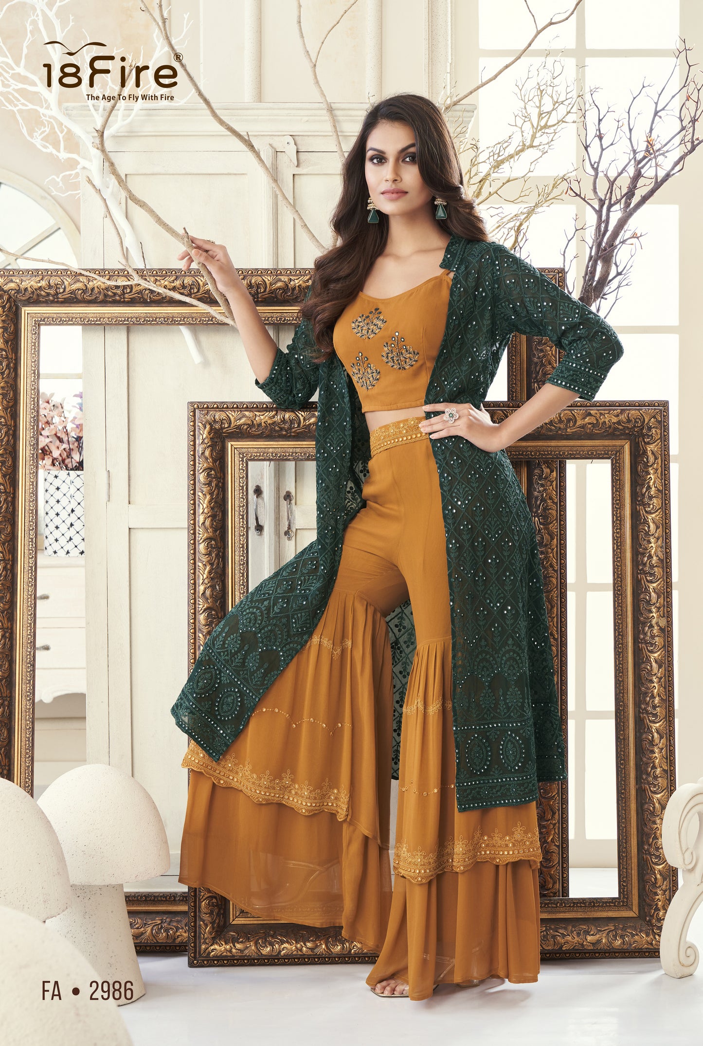 Yellow Palazzo Set with Jacket