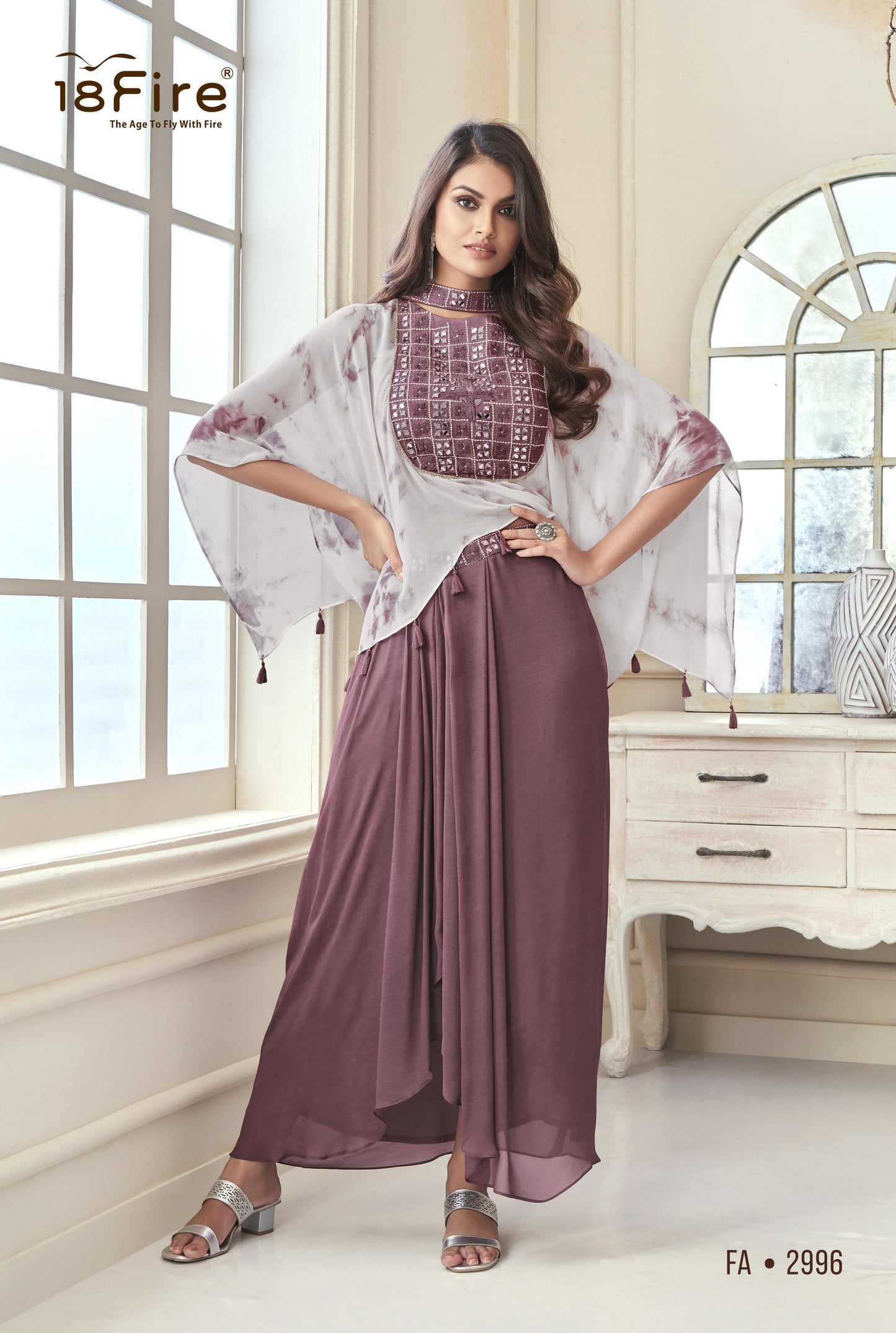 Tie-Dye Top with Fashionable Dhoti Set (FA2996)