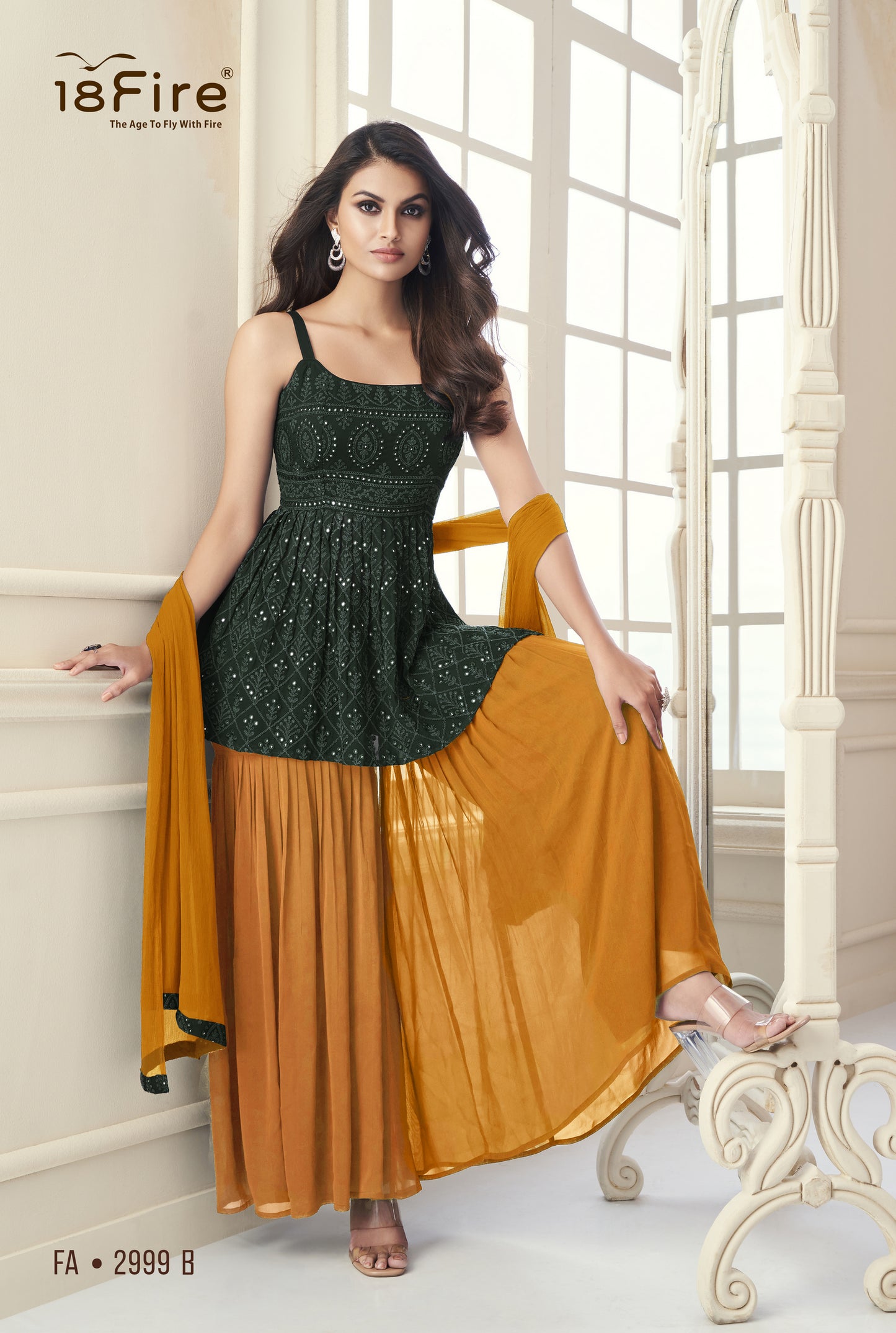 Stylist Fusion Wear Designer Set with Dupatta (FA2999B)