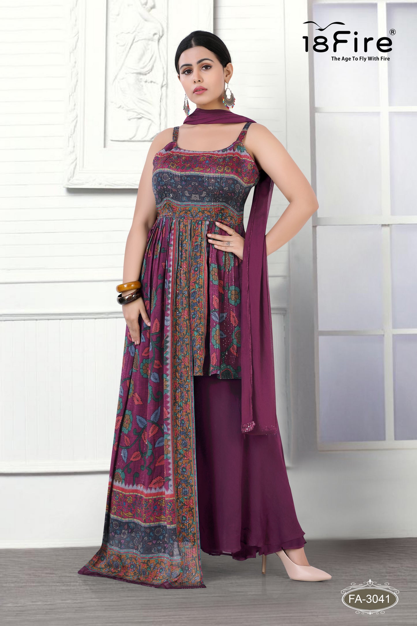 Trendy Fusion Designer Top & Palazzo with Matching Dupatta