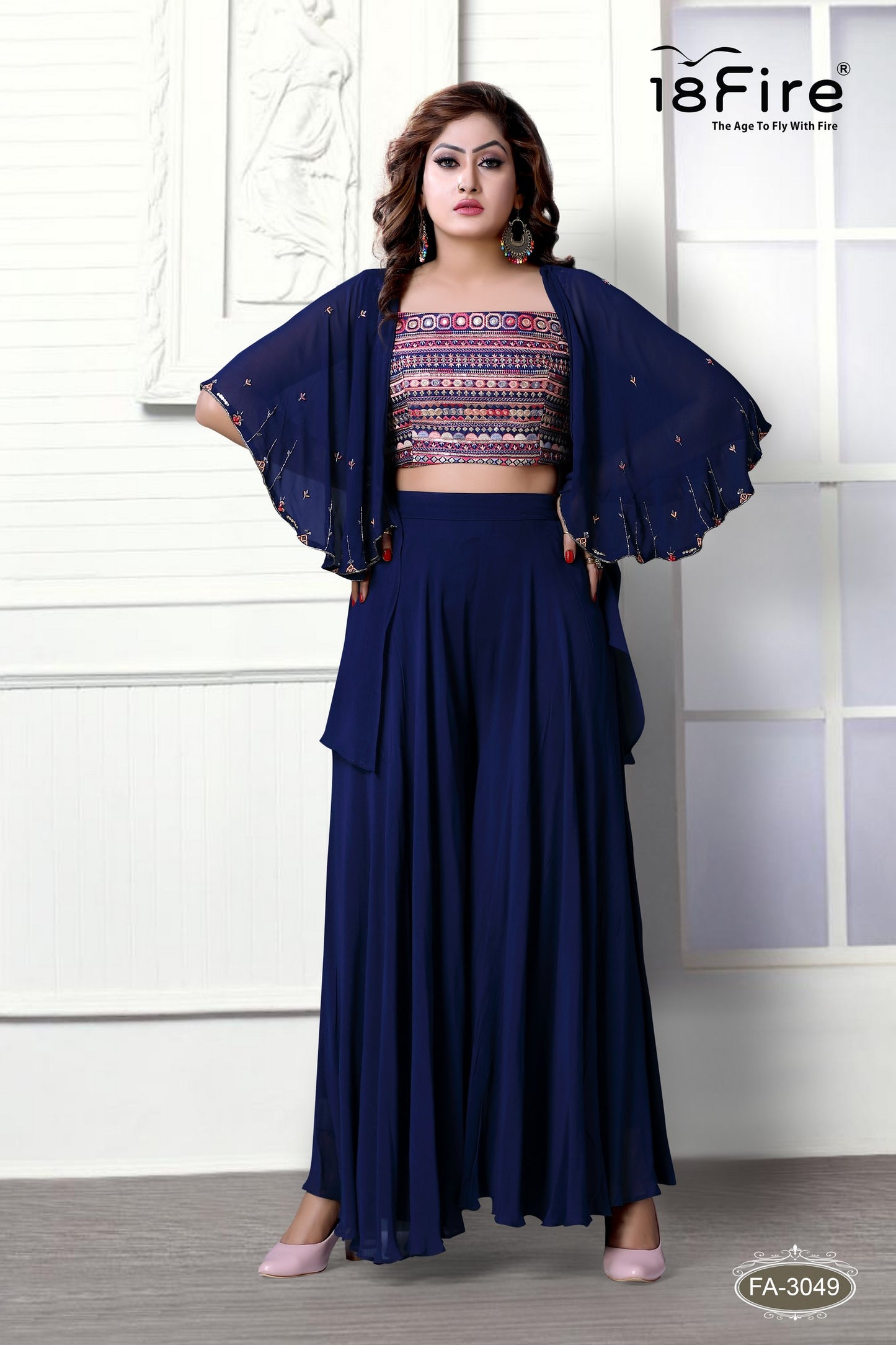 Fancy Crop Top Designer Set