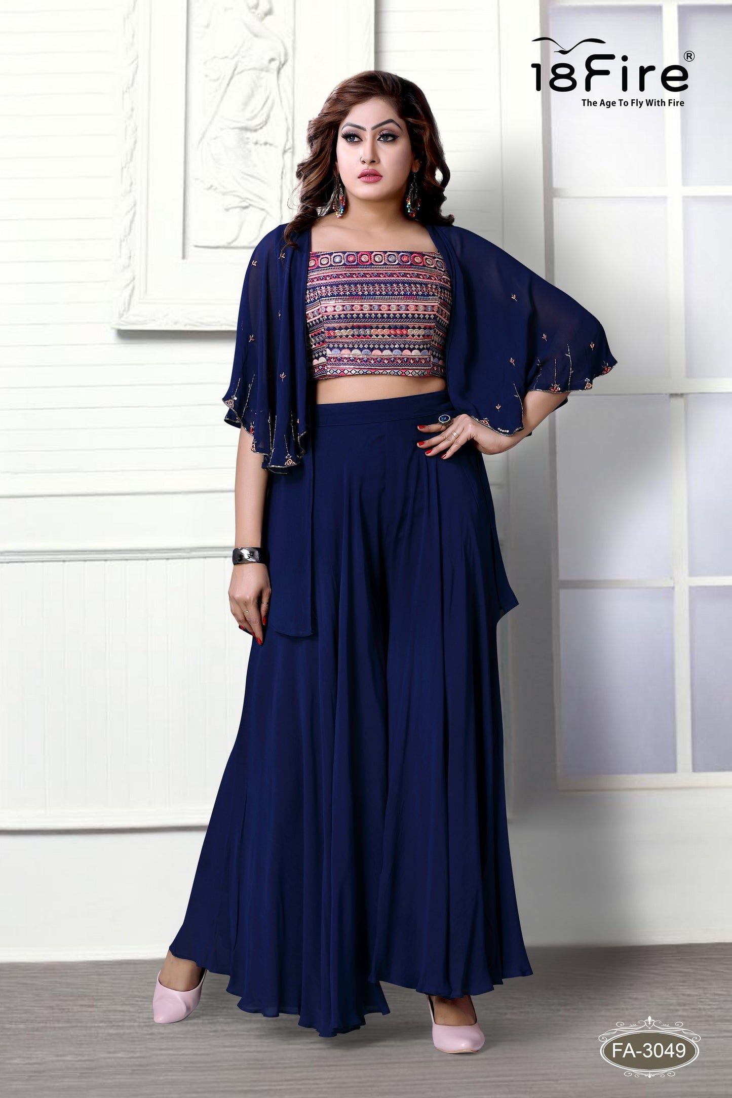 Fancy Crop Top Designer Set