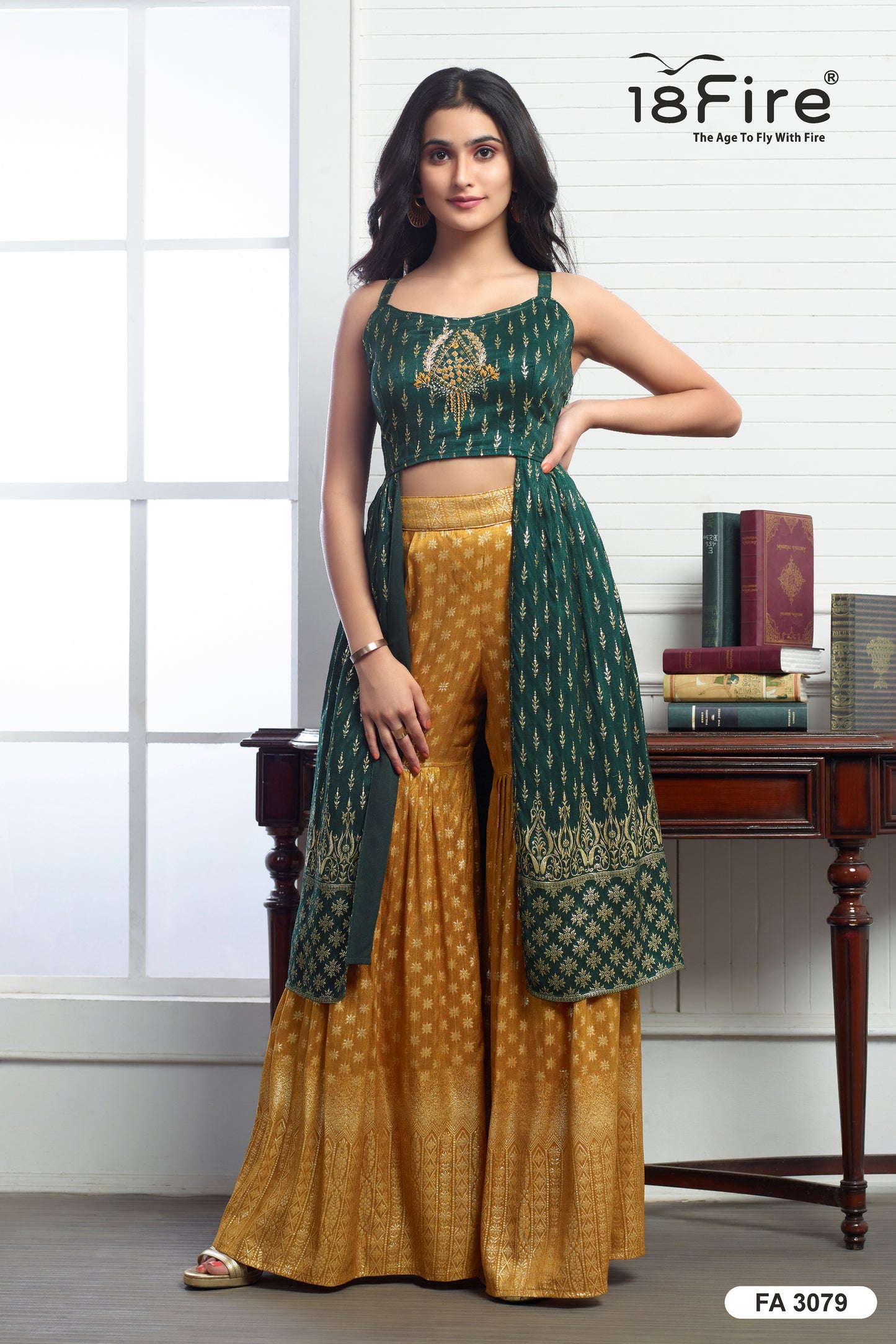 Fusion Crop Top Set with Sharara