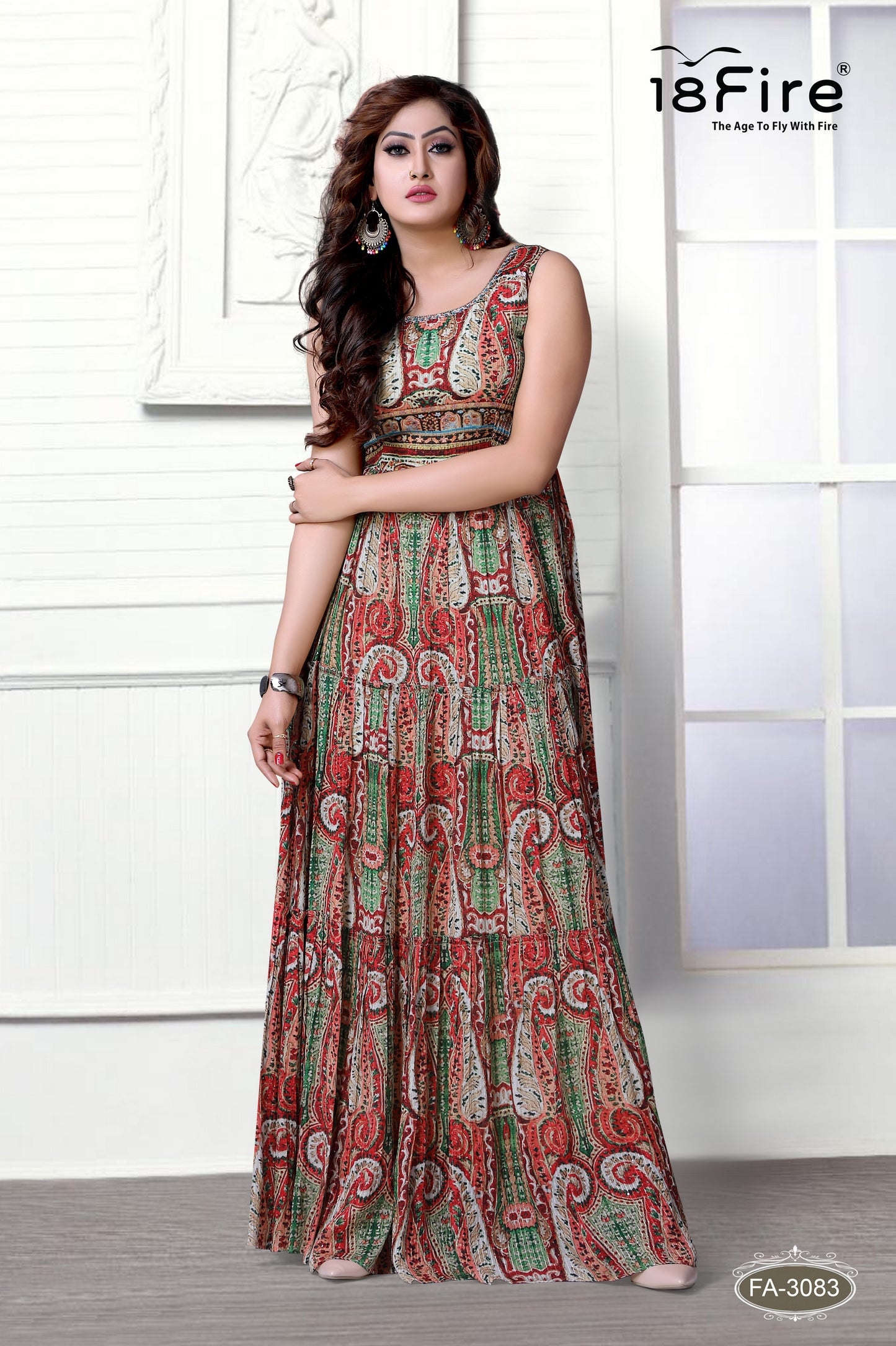 Stylist Digital Print Chanderi Ethnic Gown