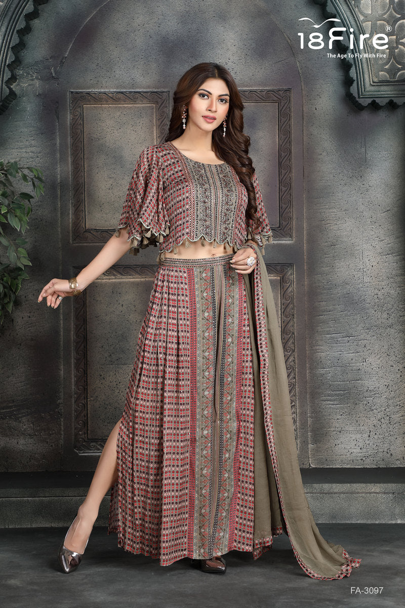 Designer Corp top set with matching dupatta (FA3097)