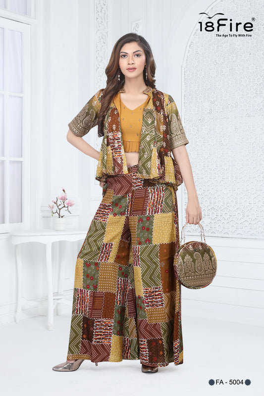 3 Pcs Designer Ethnic Set with Matching Hand Bag