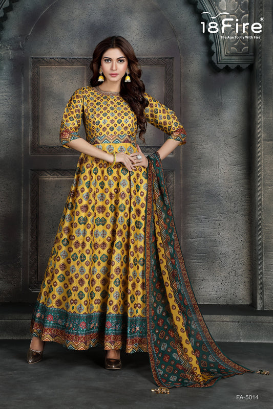 Premium Ethnic Gown with Matching Dupatta