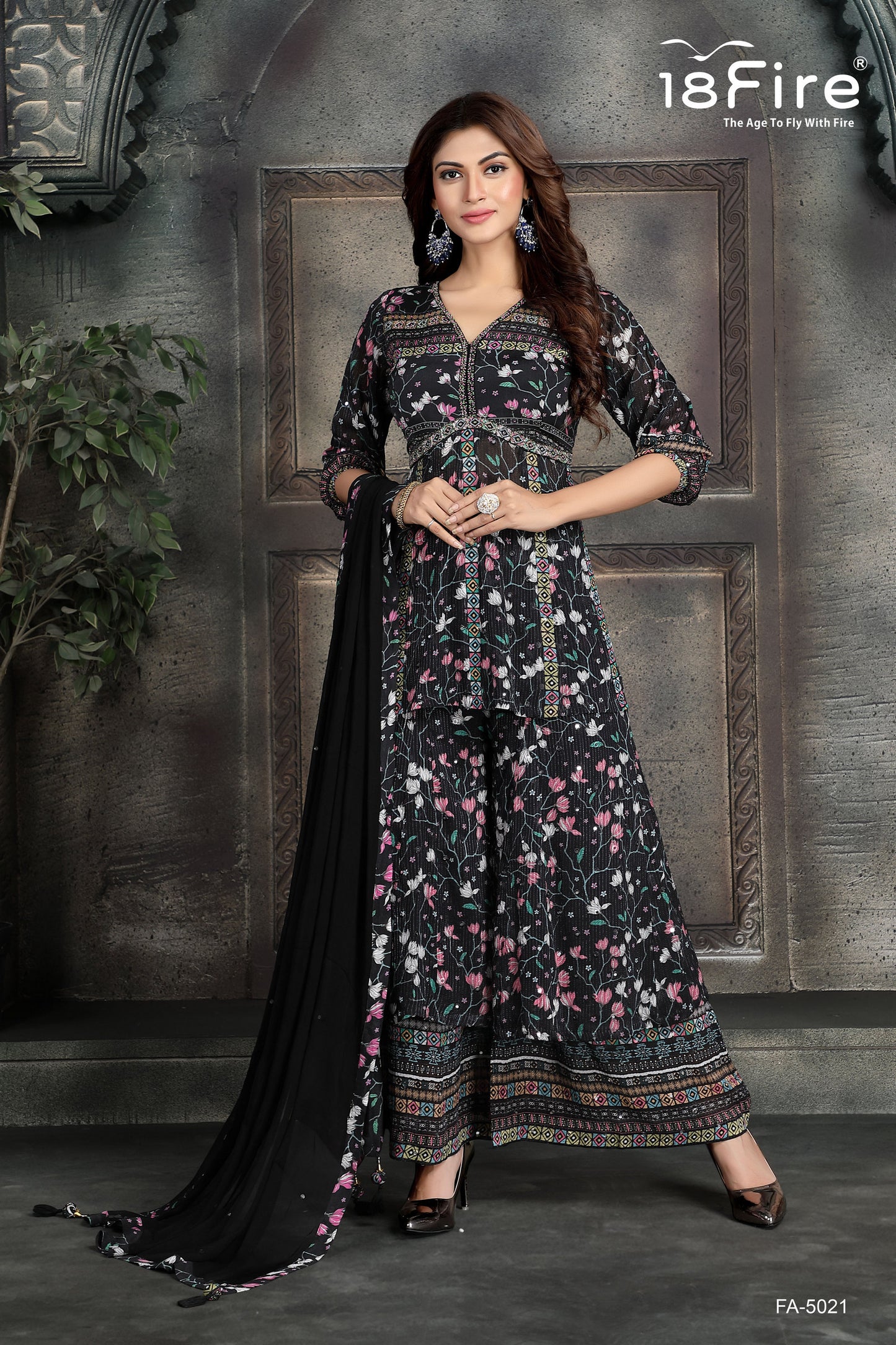 Premium 3 Pcs Designer Set with Floral Print & Detailed work