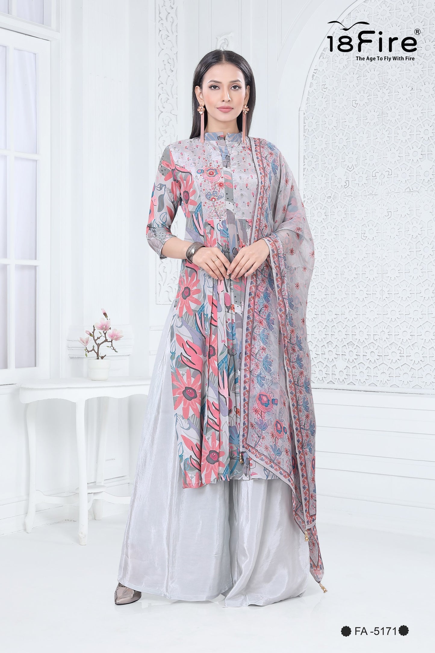 Elevate your style with this elegant Grey Colored Palazzo Suit, perfect for parties and special occasions (FA5171)