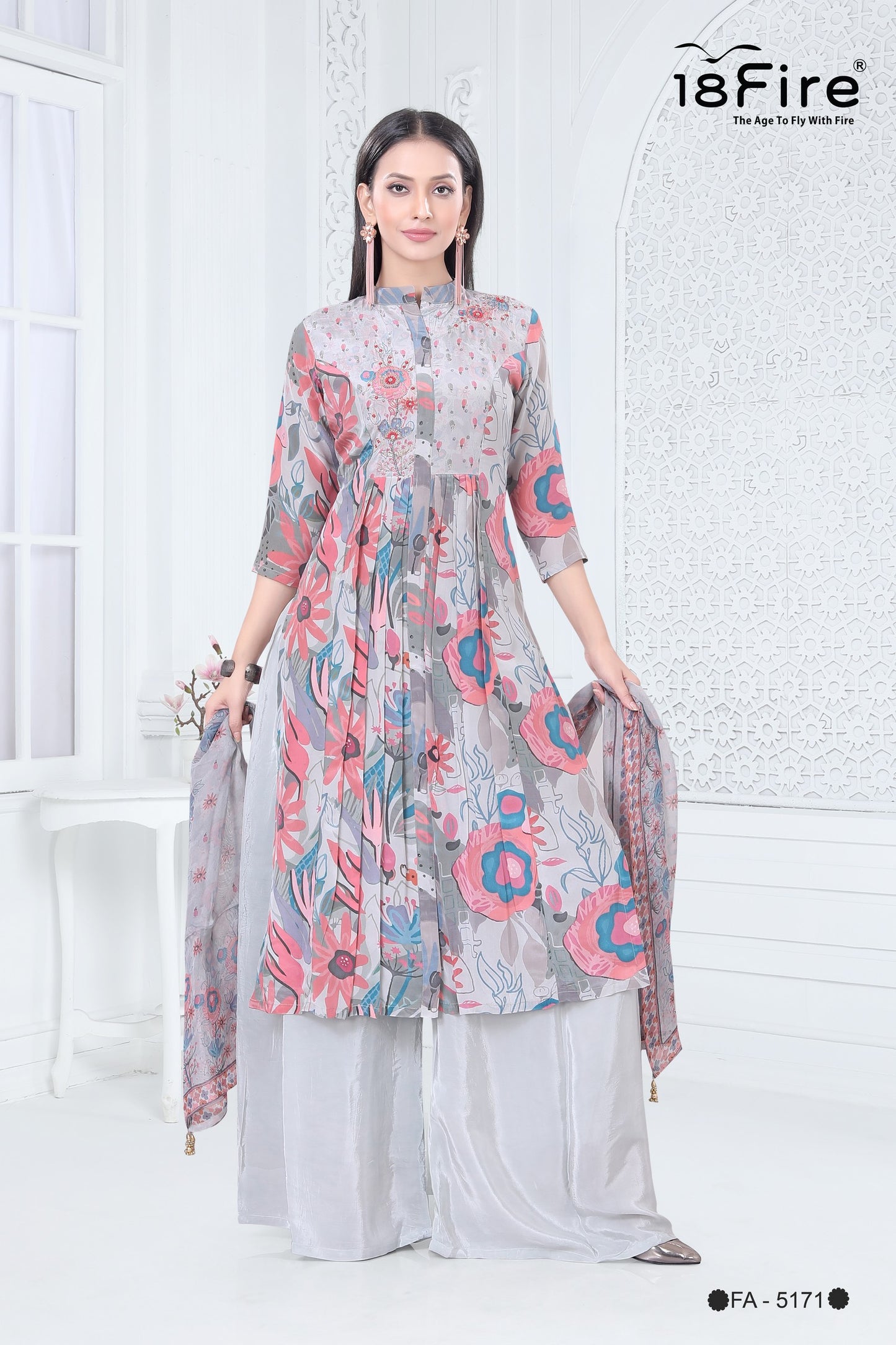 Elevate your style with this elegant Grey Colored Palazzo Suit, perfect for parties and special occasions (FA5171)