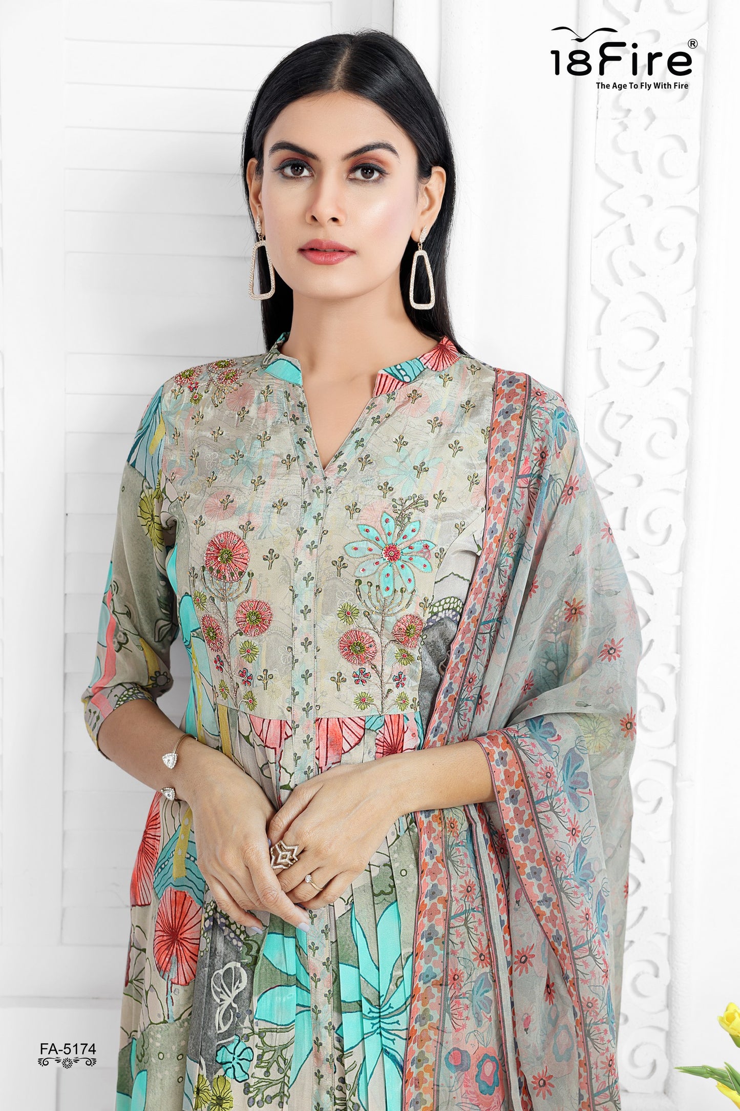 Glamorous Sea Green Designer Palazzo Suit (FA5174)