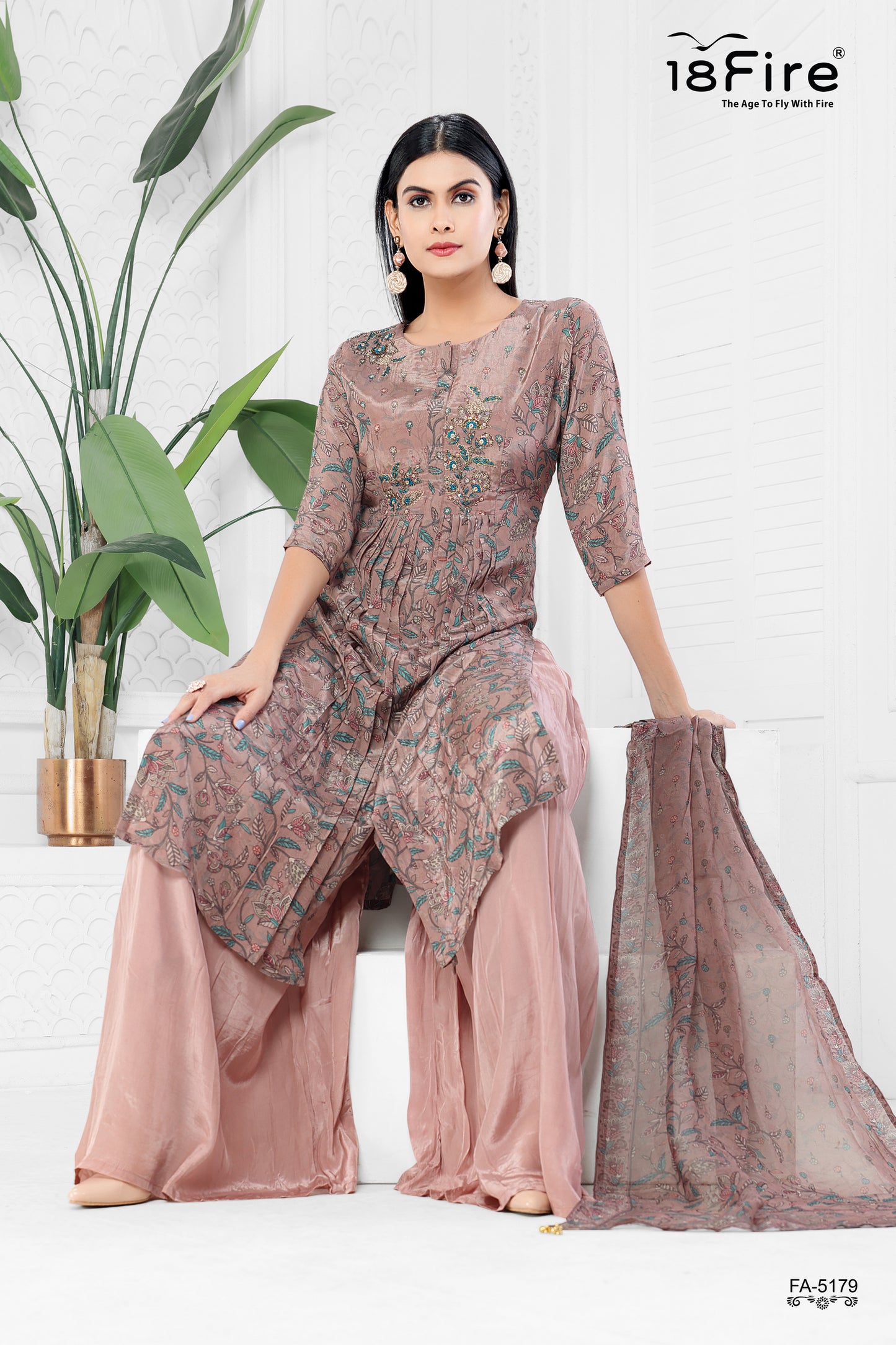 Ethnic Designer Kurti with matching dupatta and palazzo (FA5179)