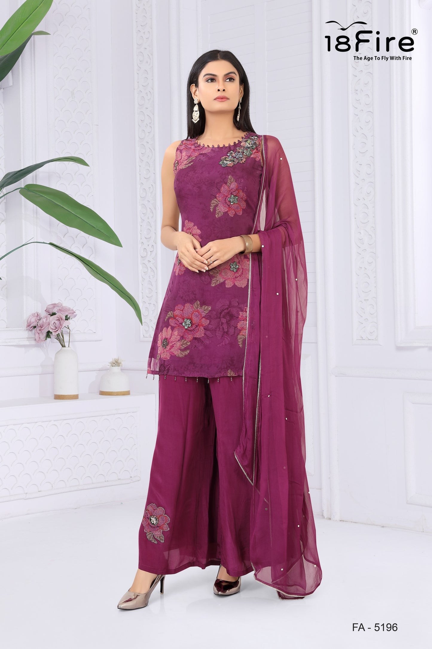 Elevate your ethnic wardrobe with the exquisite 18Fire Festive Flora Kurti Set (FA5196)