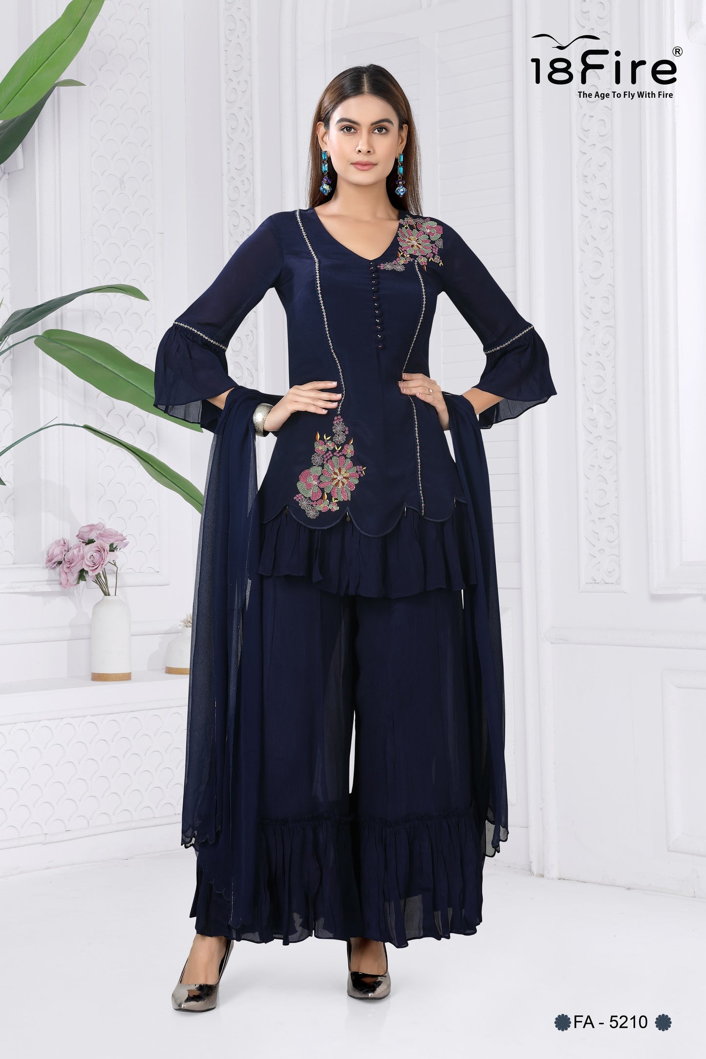 Iconic perfectly crafted designer Set made from assorted handpicked Viscose Chinon material to give royal touch to the outfit (FA5210)