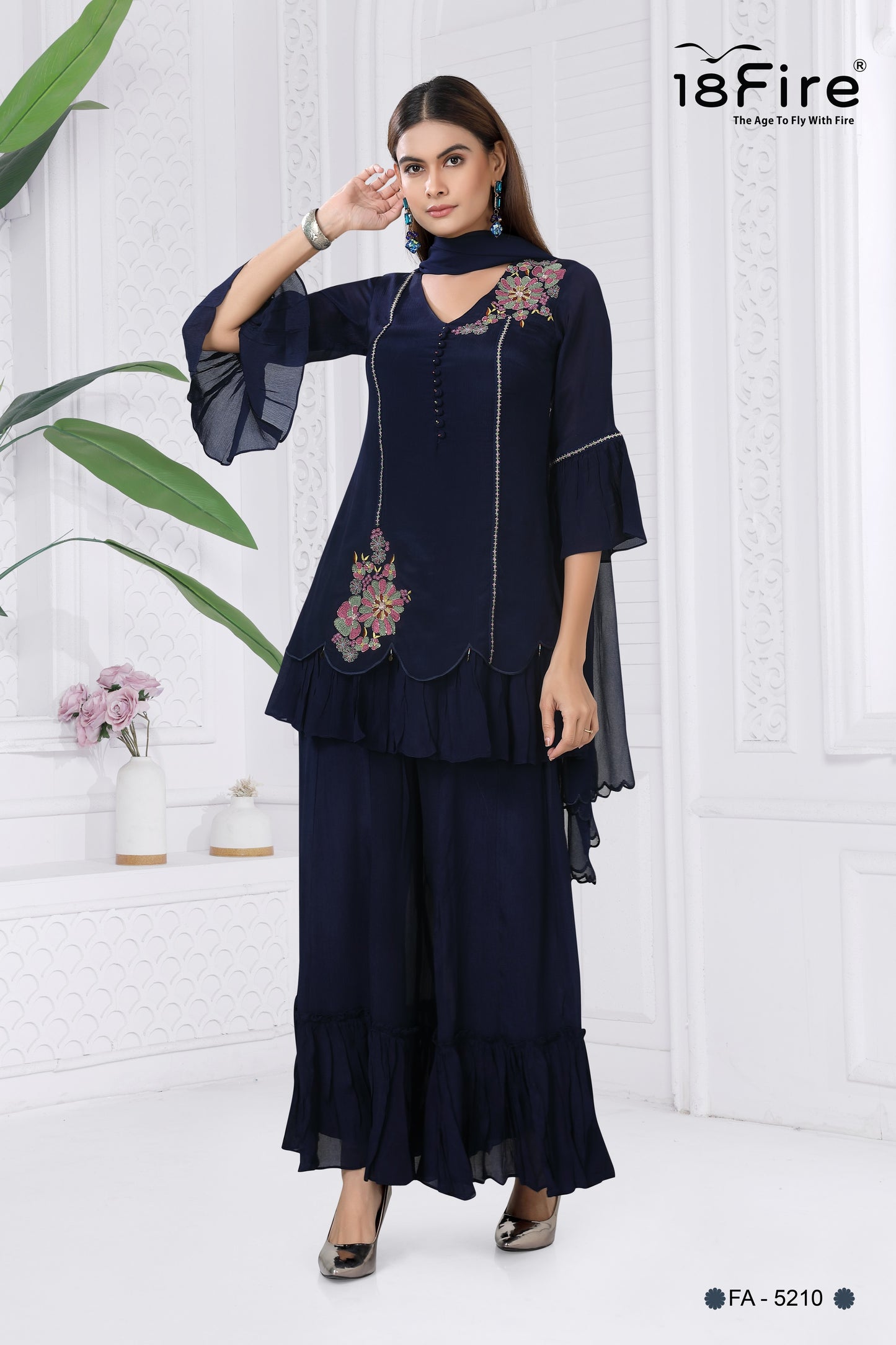 Iconic perfectly crafted designer Set made from assorted handpicked Viscose Chinon material to give royal touch to the outfit (FA5210)