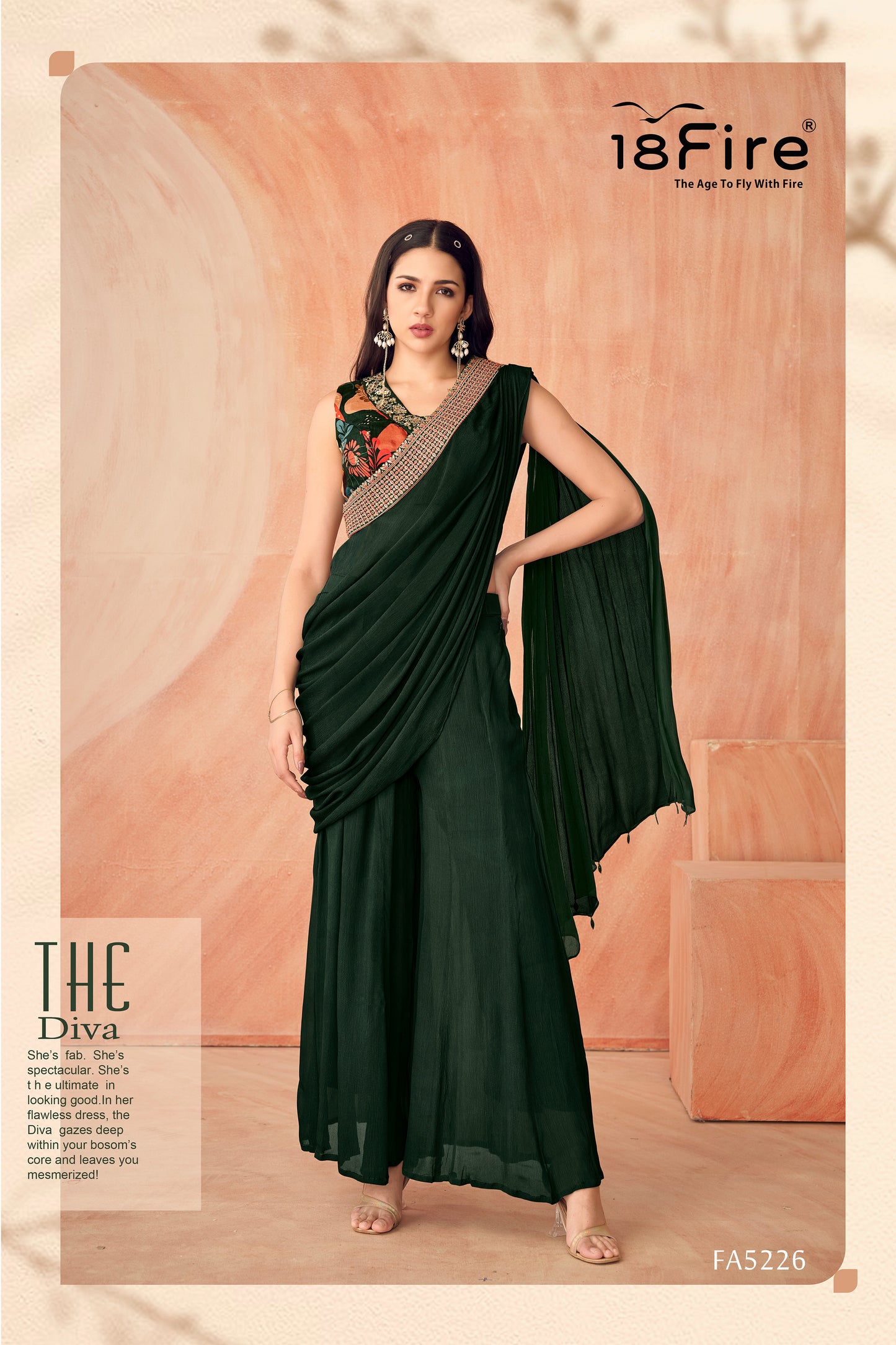 Fancy Draped saree with palazzo is a perfect blend of modern style and traditional grace, ideal for those seeking a unique and fashionable outfit (FA5226)
