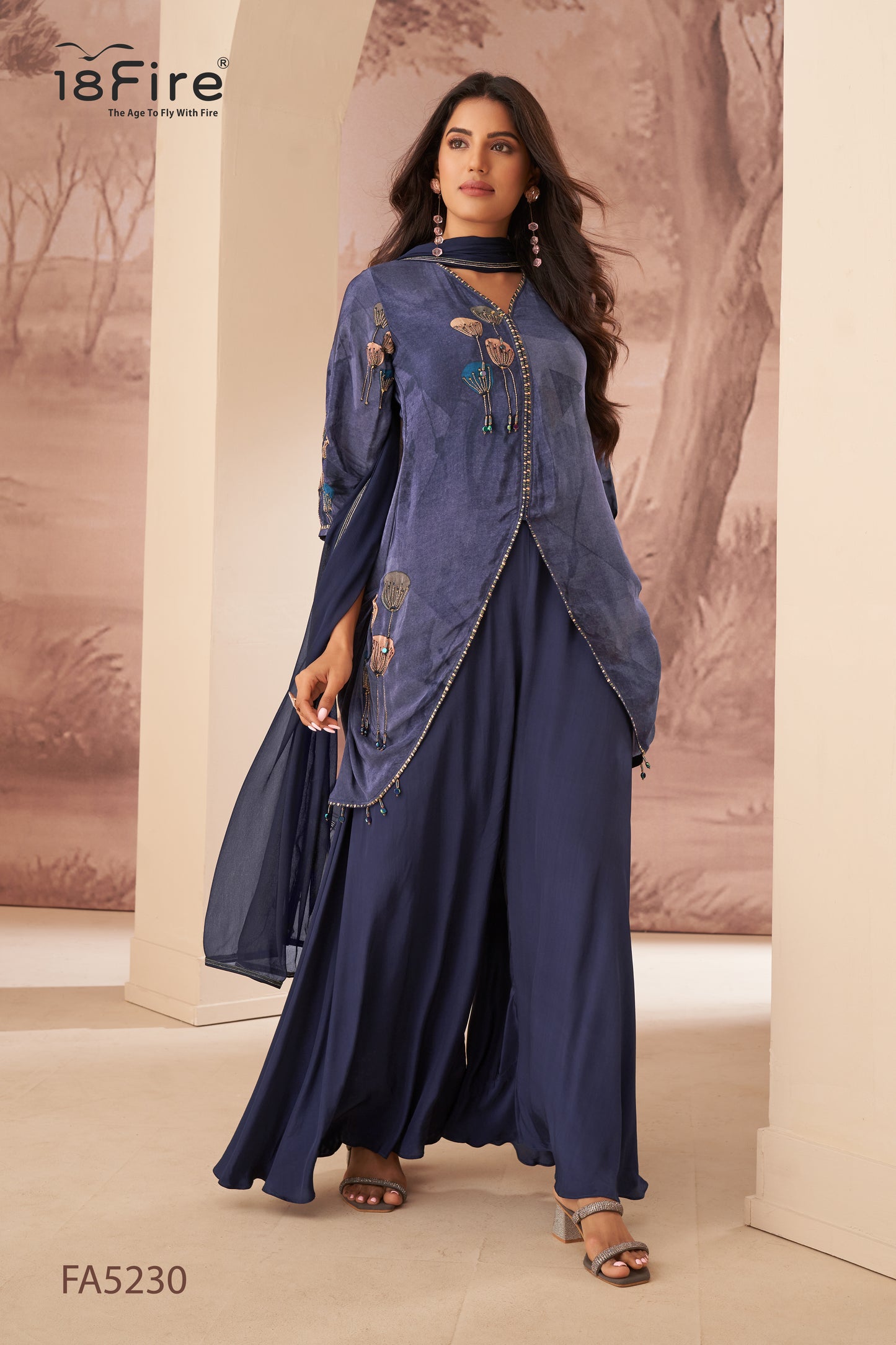 Mid night blue 3 Pcs Set offering blend of traditional design with contemporary style (FA5230)