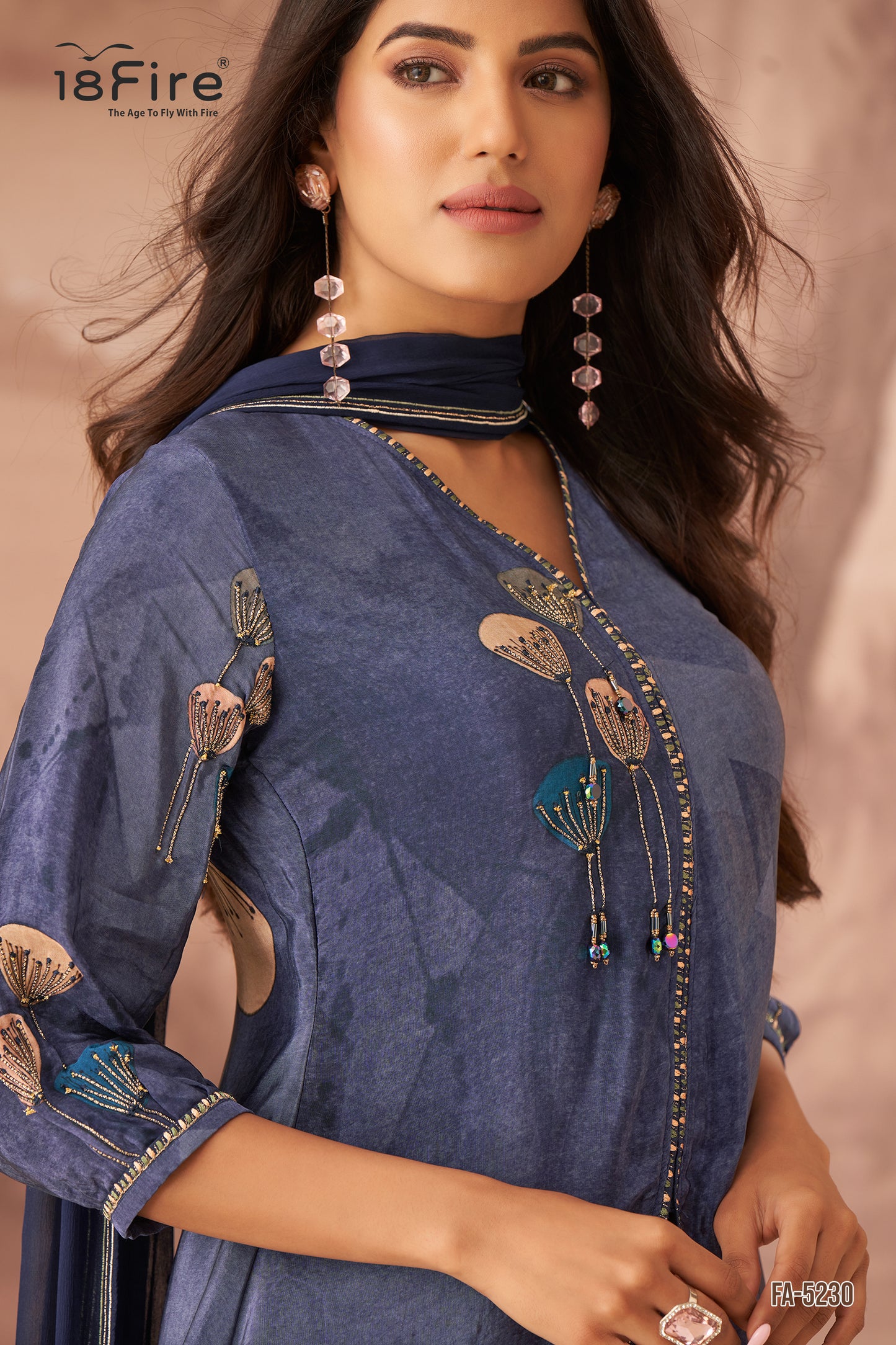Mid night blue 3 Pcs Set offering blend of traditional design with contemporary style (FA5230)