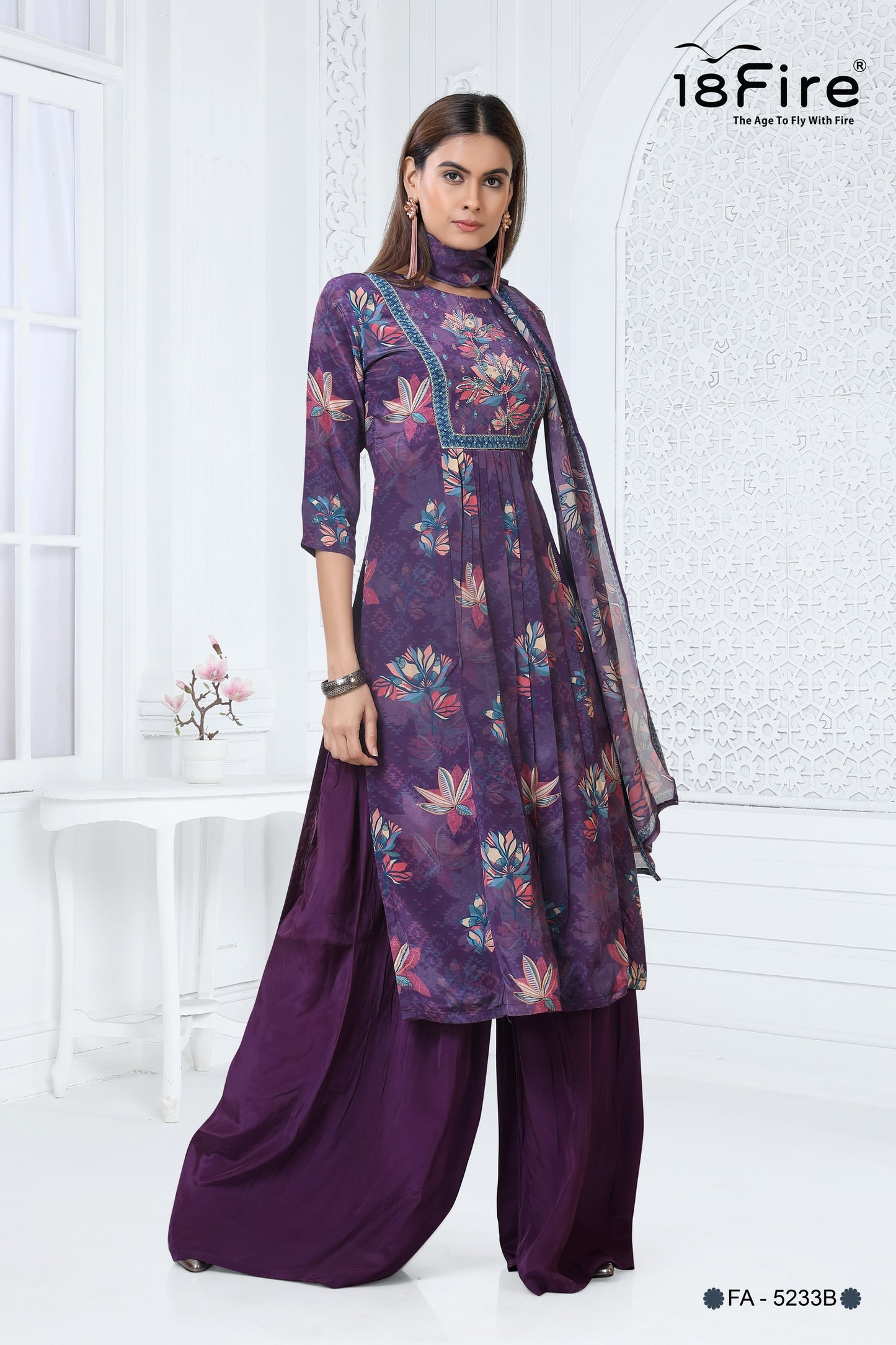 This Designer 3Pcs suit set offers a blend of traditional aesthetics and modern comfort, making it a versatile addition to any wardrobe (FA5233B)