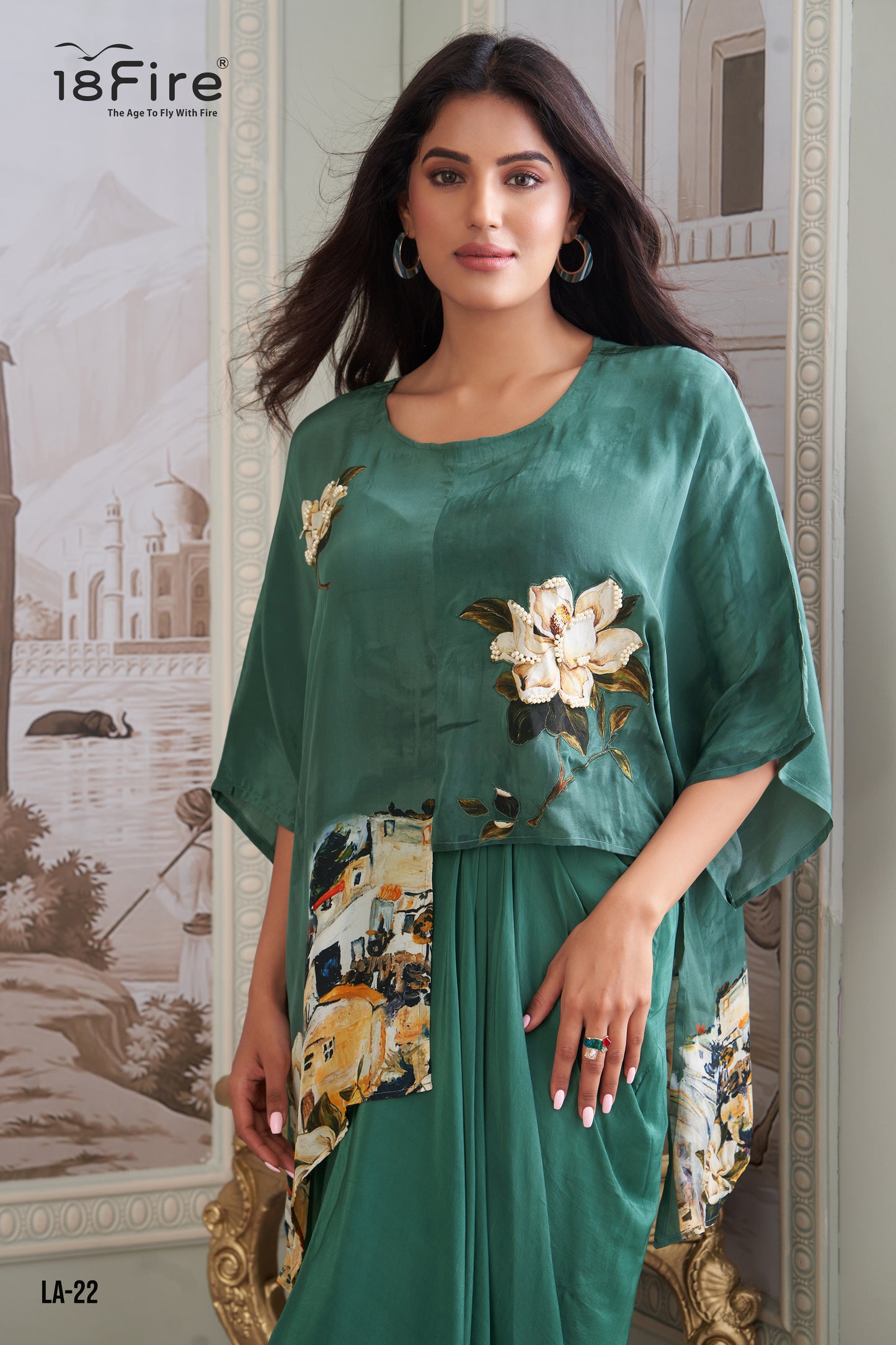 Fancy Satin Finish Crop Top with Matching western bottom with Dhoti cut for unique look (LA22)