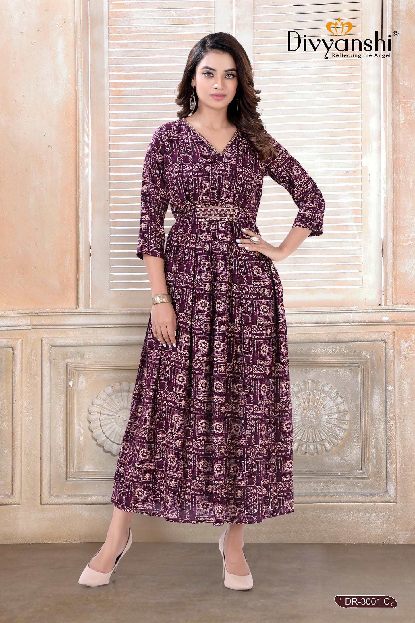 Printed Rayon Gown for Regular and Comfort Wear