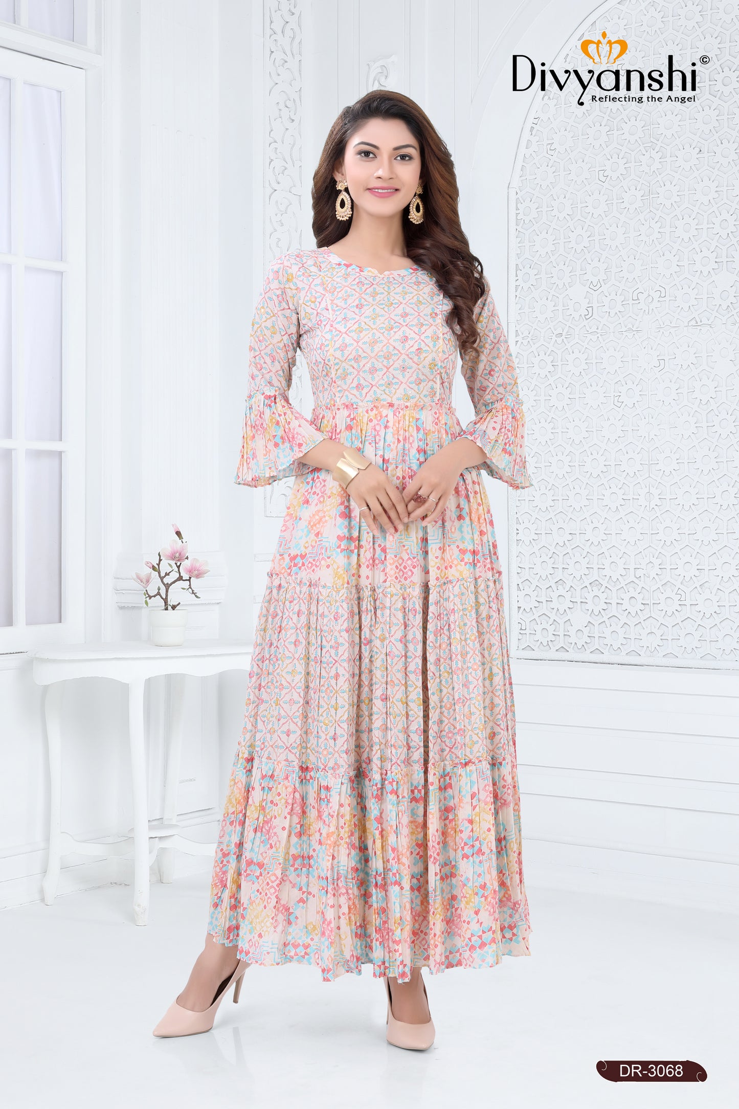 Casual Cambric Cotton Printed Gown