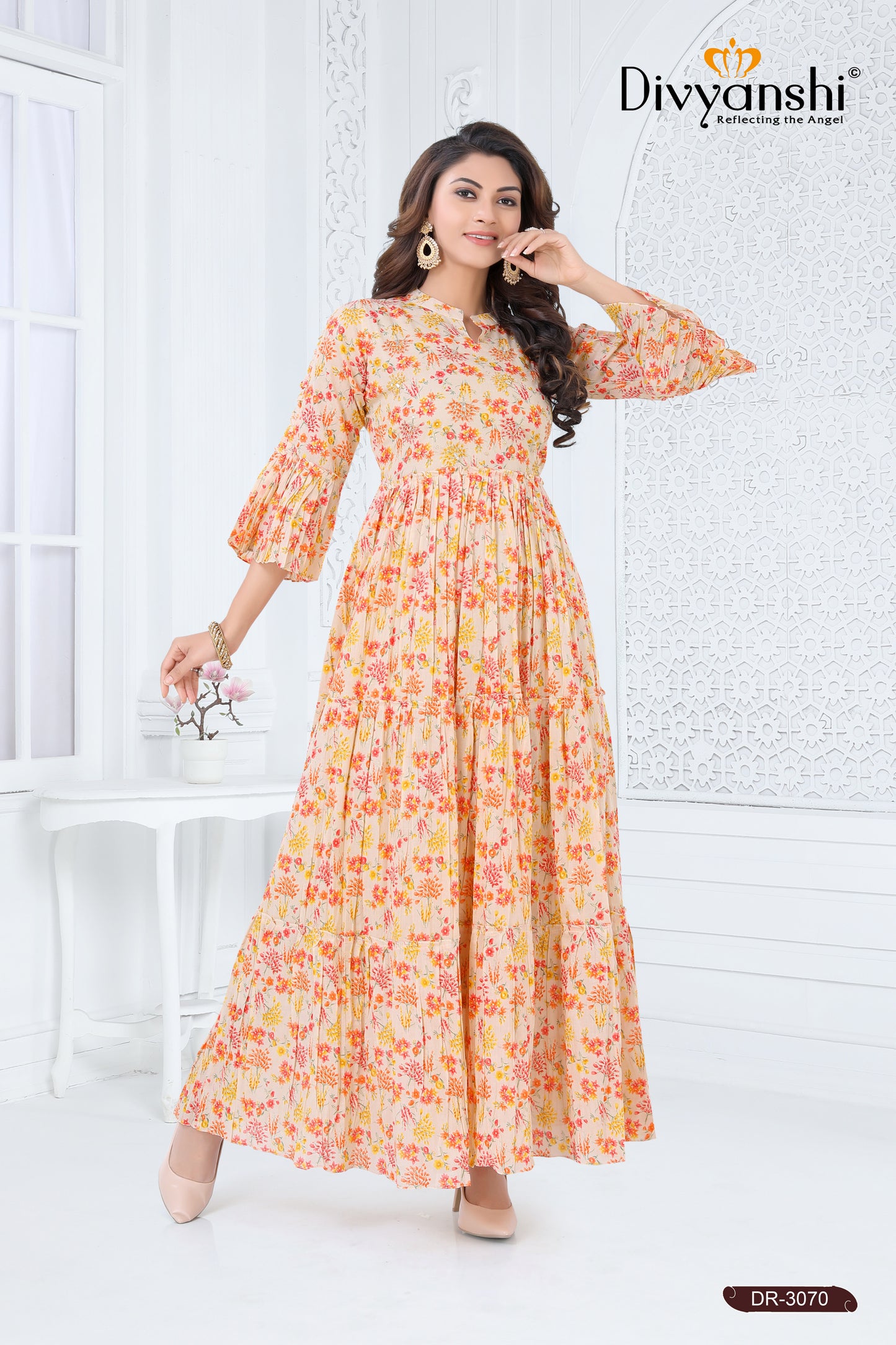 Casual Cambric Cotton Printed Gown