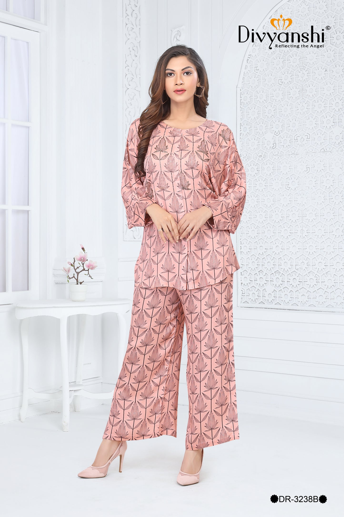 Viscose Party Wear Co-ord Set (DR3238B)