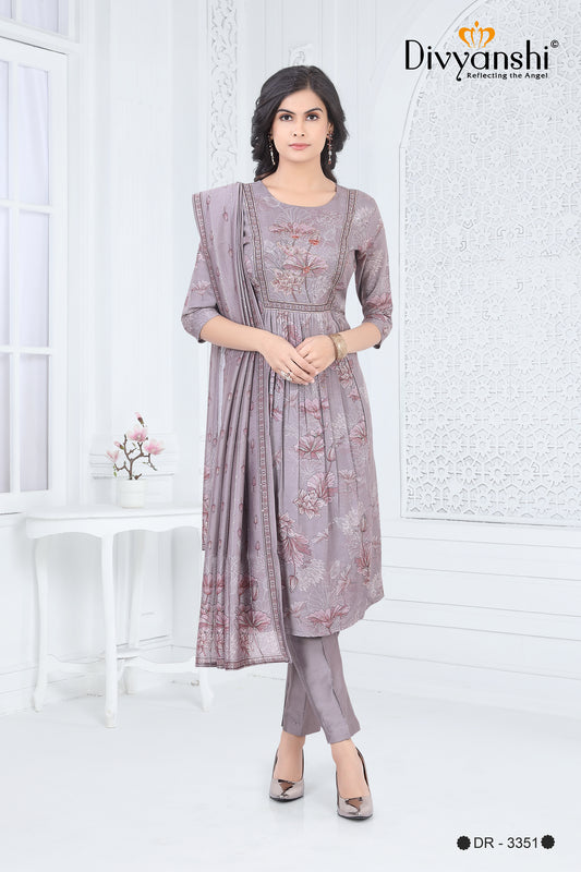 Flared cut A Line Designer Set with Dupatta (DR3351)