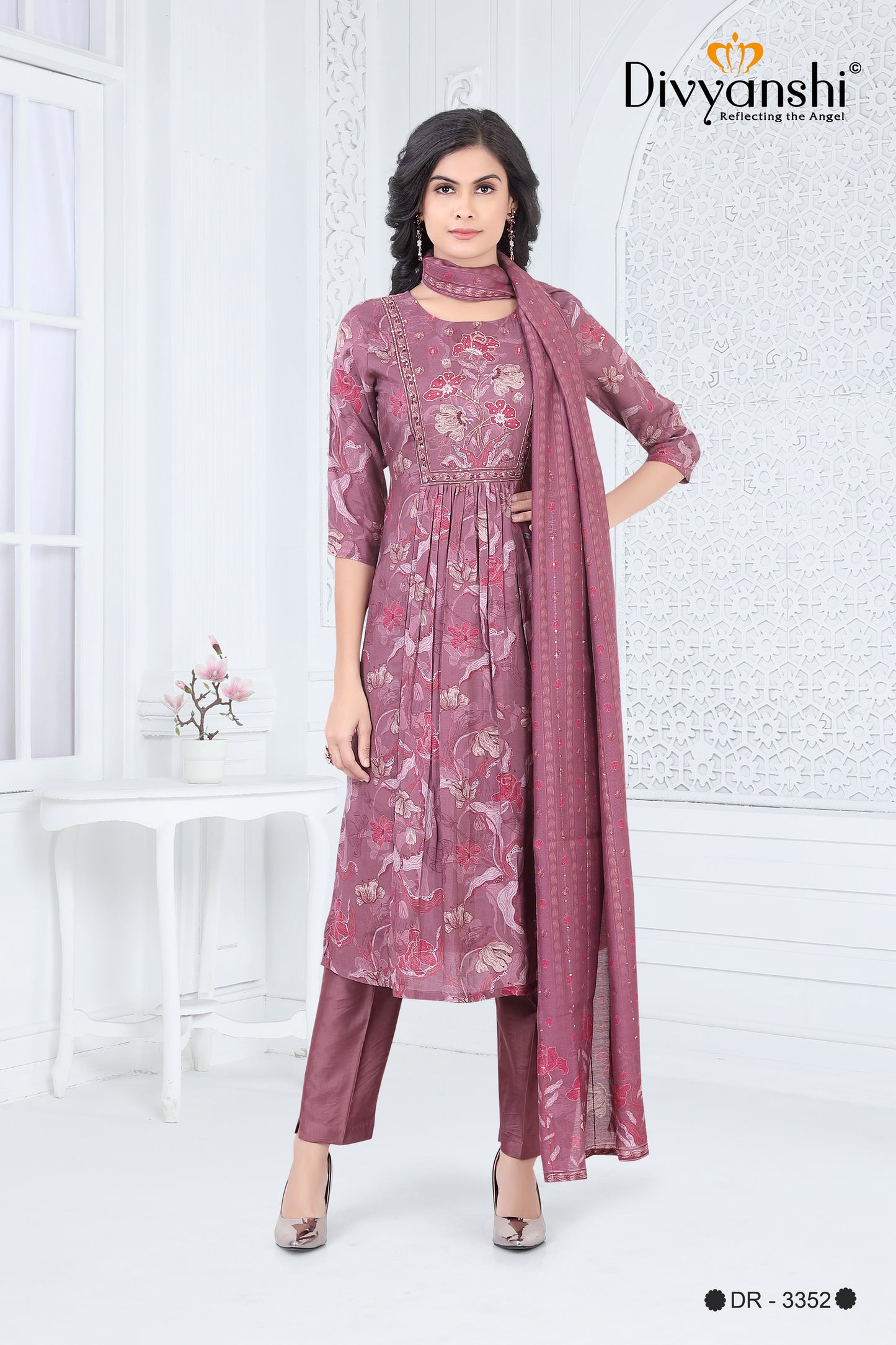 A Line Designer 3 Pcs Set with dupatta (DR3352)