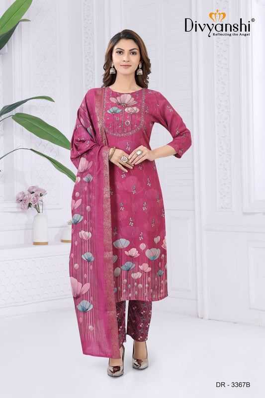 Designer 3 Pcs Set with dupatta (DR3367B)