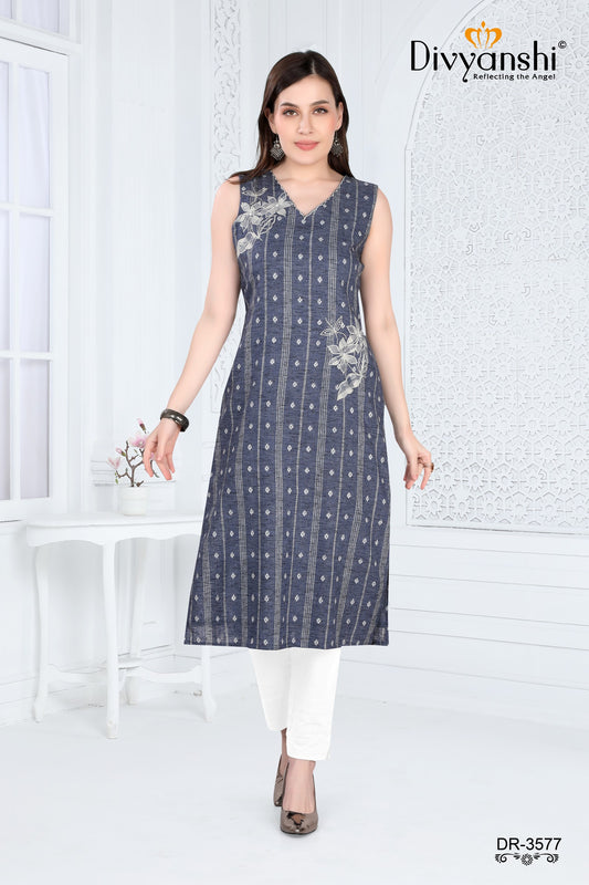 Straight Fit Designer Kurti (DR3577)