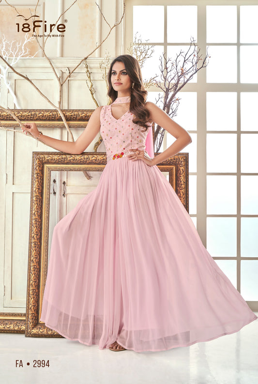 Designer One Pcs Gown with detailed handwork paired with matching dupatta