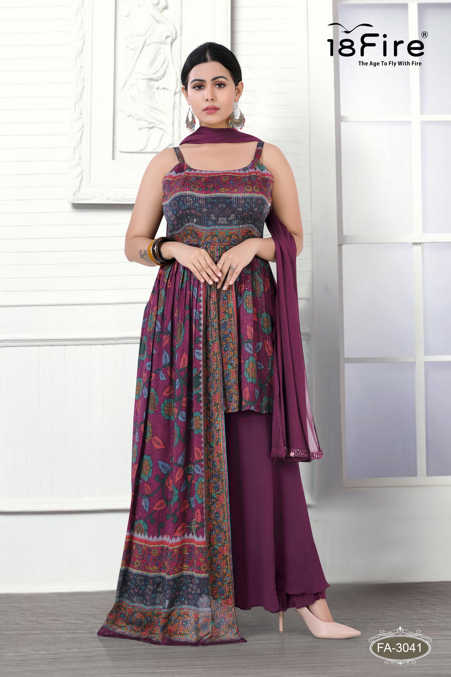 Trendy Fusion Designer Top & Palazzo with Matching Dupatta