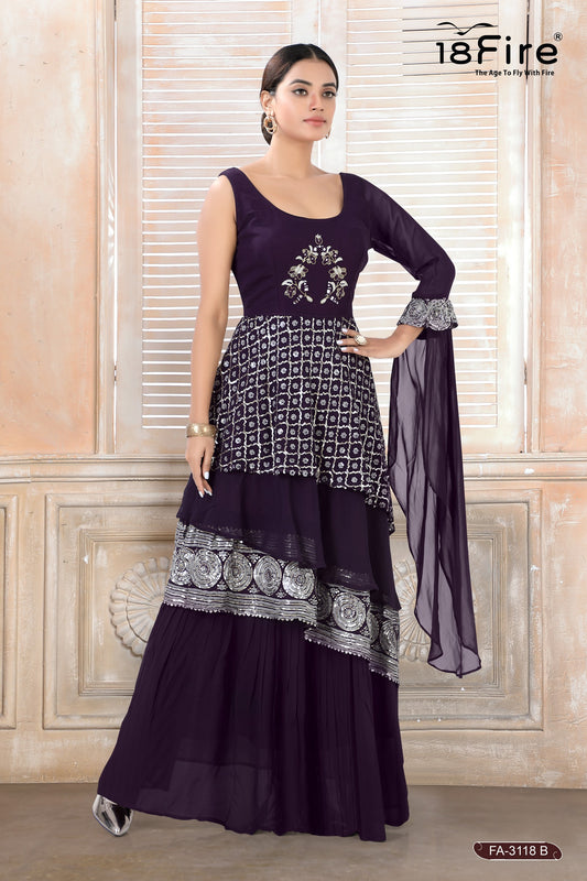 Fusion of Ethnic and Stylist One Pcs Gown with one sides fancy sleeve