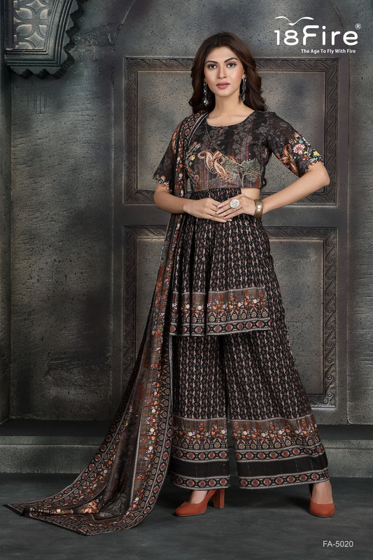 This stylish set with matching dupatta from 18Fire features a modern take on traditional ethnic wear