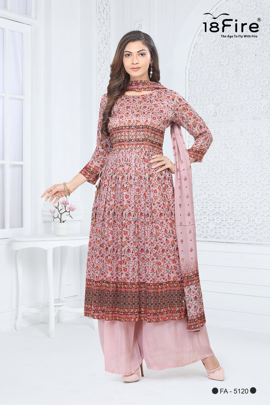 Floral Print Designer Kurti with matching palazzo and dupatta (FA5120)