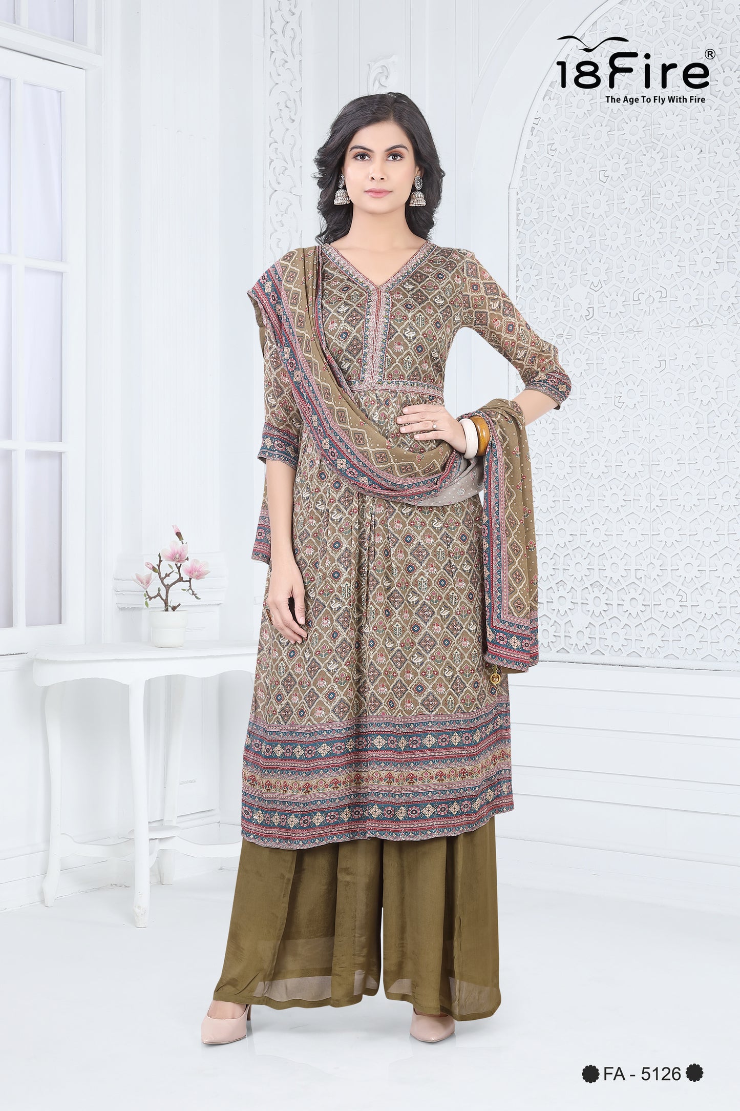 Ethnic Designer Kurti with Dupatta and matching palazzo (FA5126)