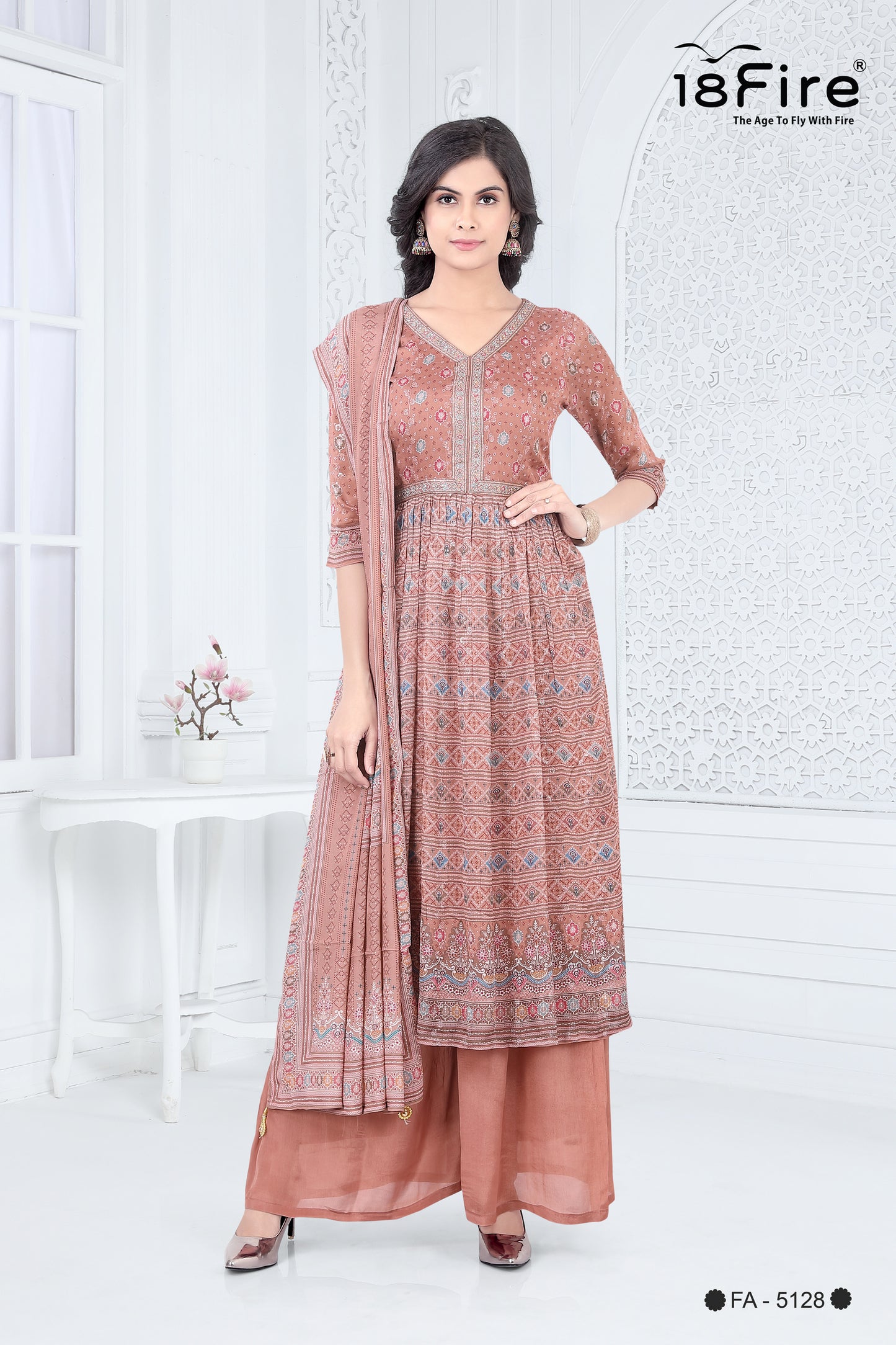 Ethnic Desginer Kurti with matching dupatta and palazzo (FA5128)