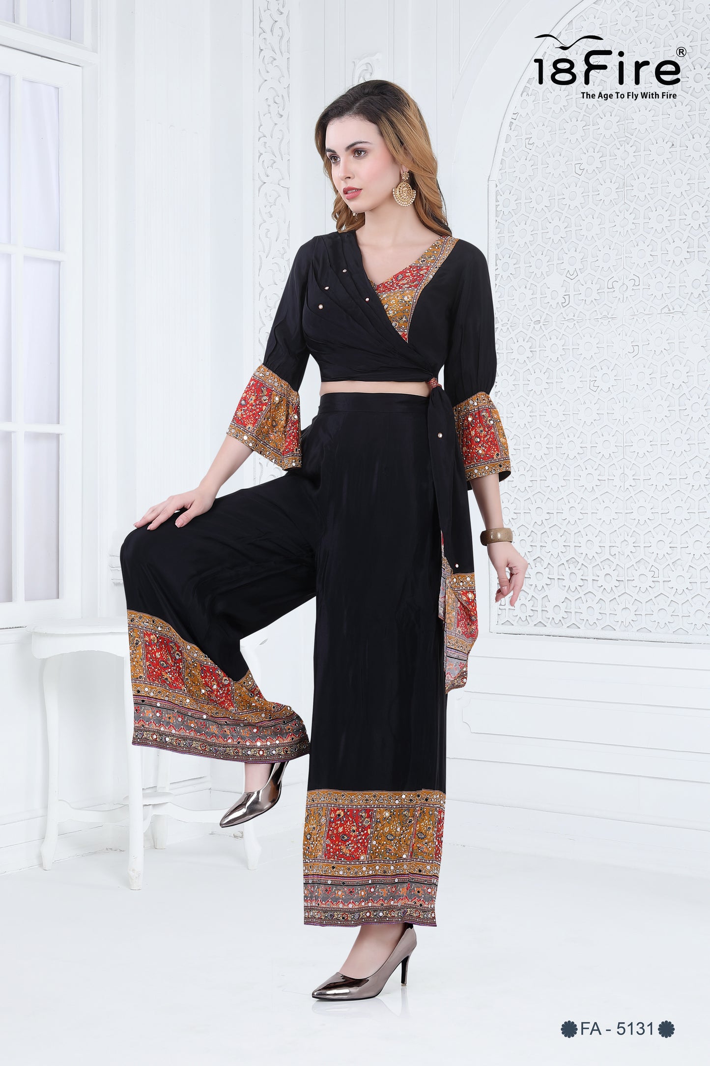 Fashion Fusion Ethnic Touch Crop Top with matching pant (FA5131)