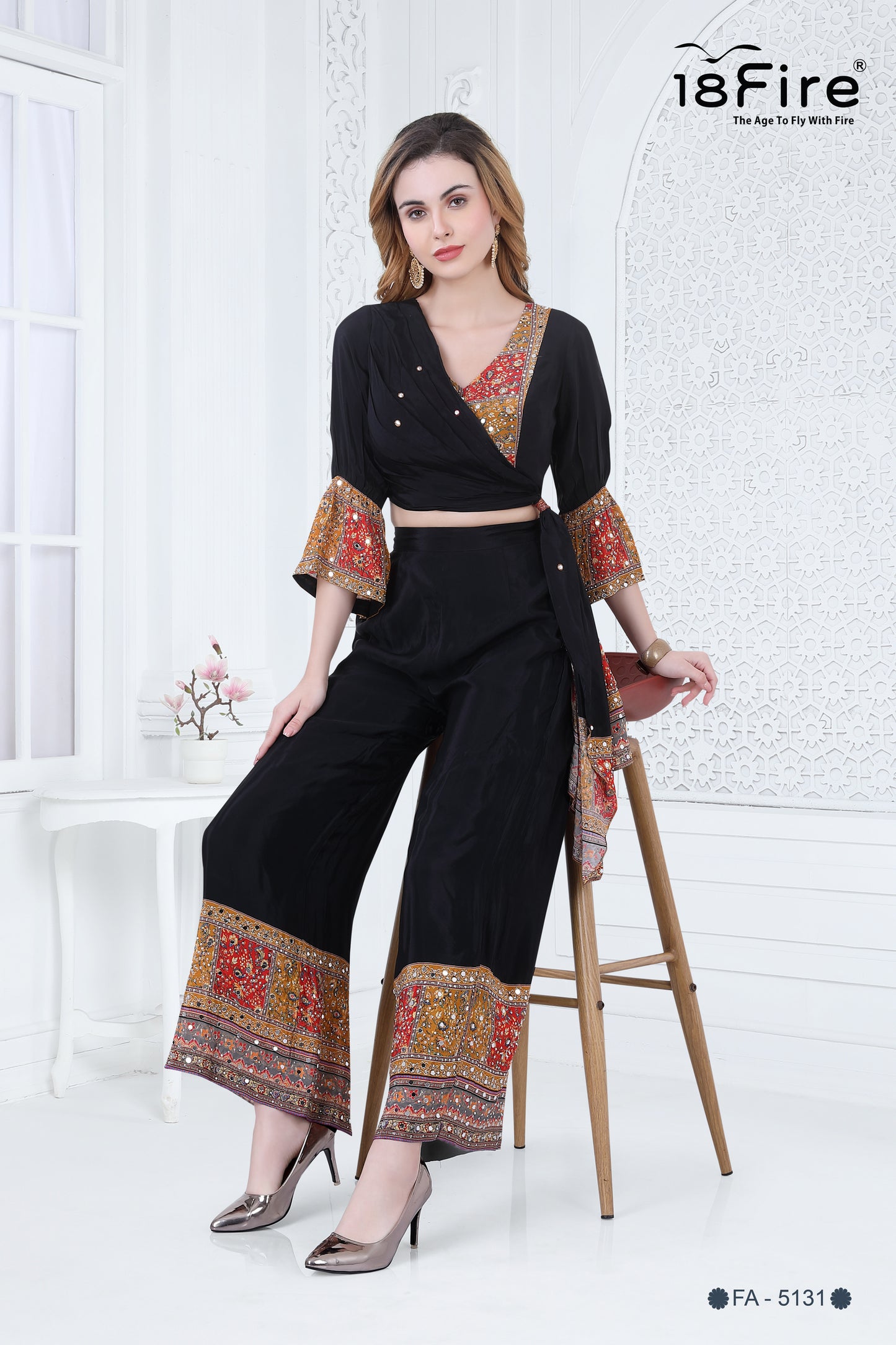 Fashion Fusion Ethnic Touch Crop Top with matching pant (FA5131)