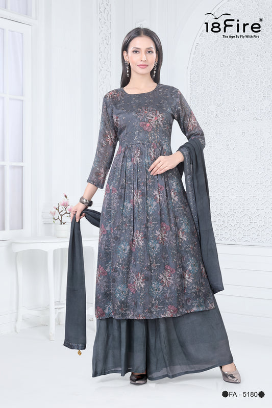 Ethnic Designer Kurti with Palazzo and matching dupatta (FA5180)