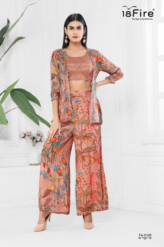 Trending Indo-Western Crop Top with matching bottom and jacket (FA5195)