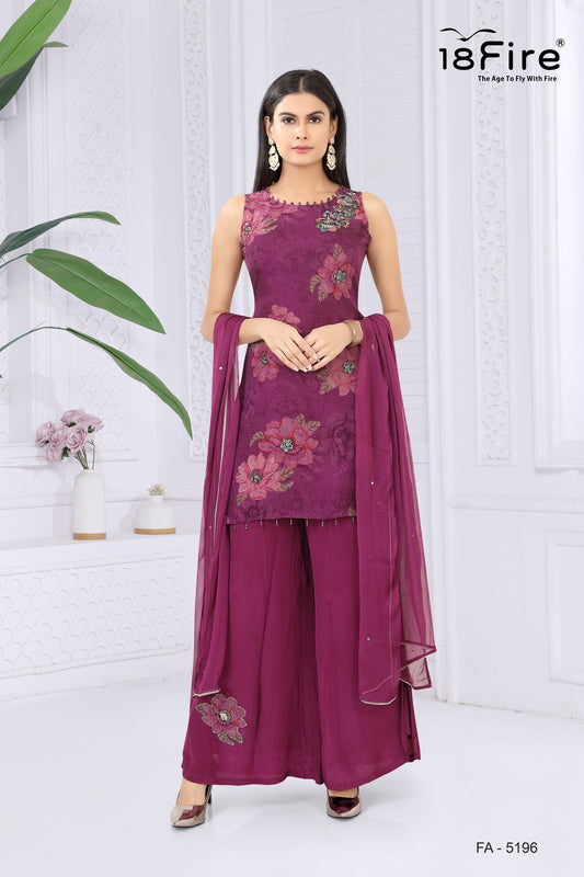 Elevate your ethnic wardrobe with the exquisite 18Fire Festive Flora Kurti Set (FA5196)