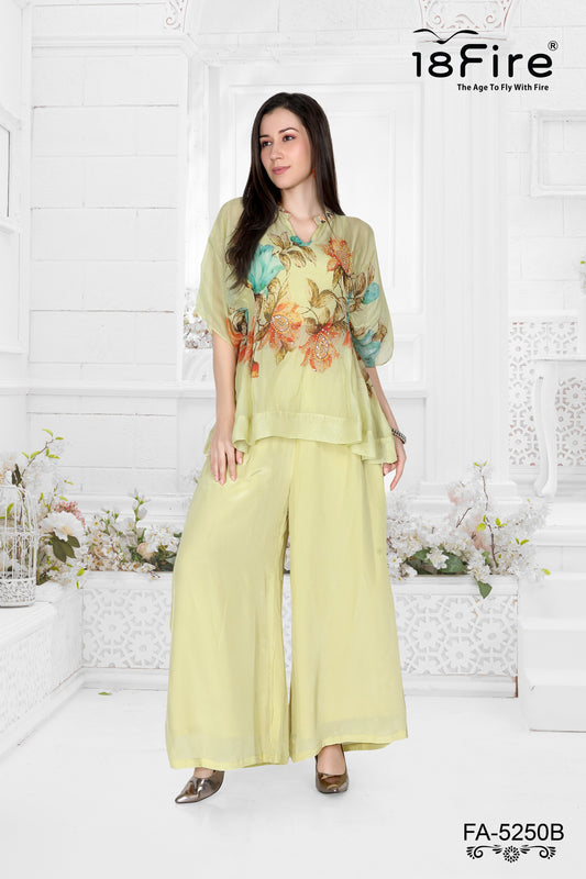This elegant ethnic ensemble collection features a beautifully coordinated tunic and palazzo set (FA5250B)